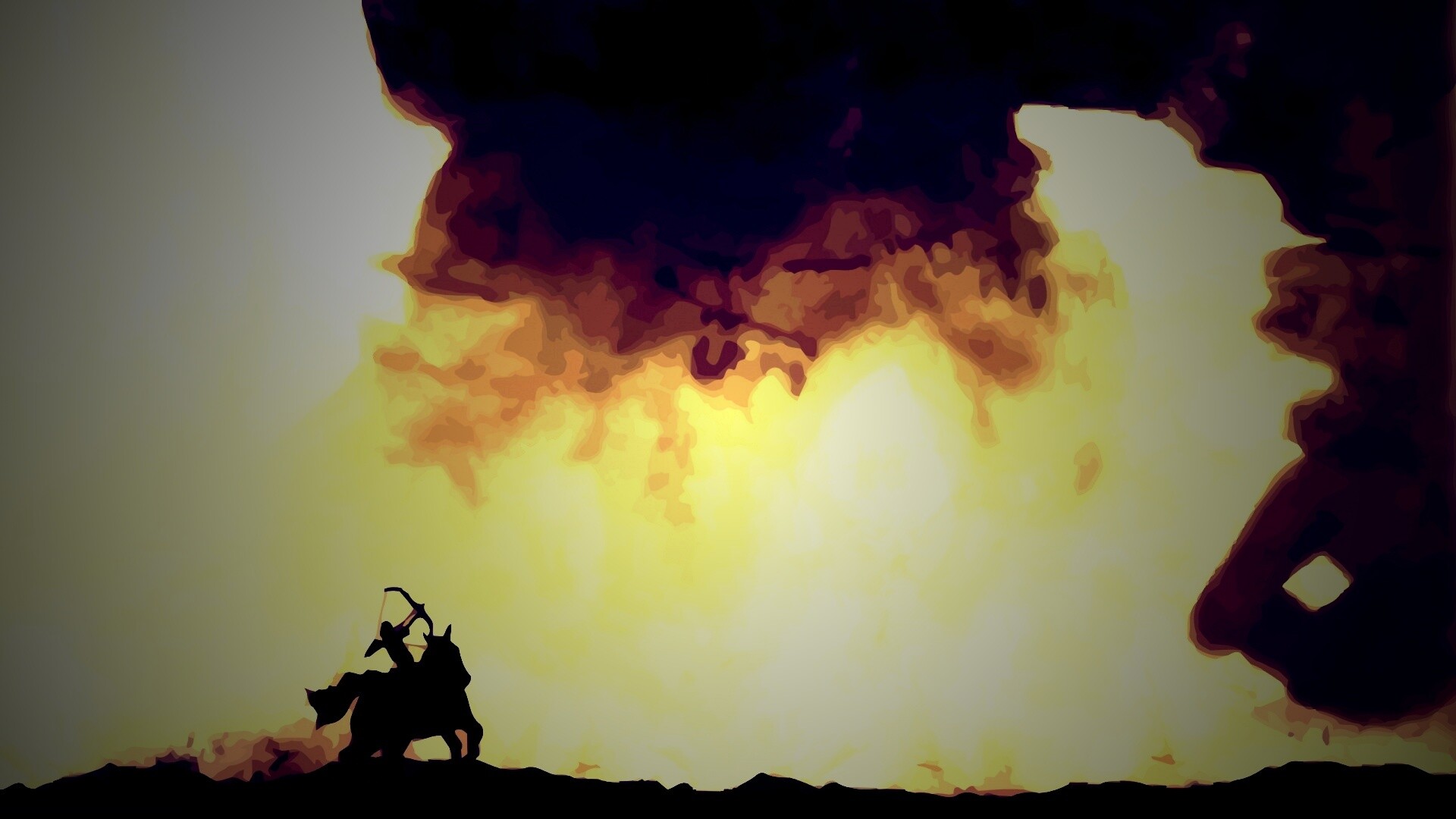 Всадник и огромный голем обои