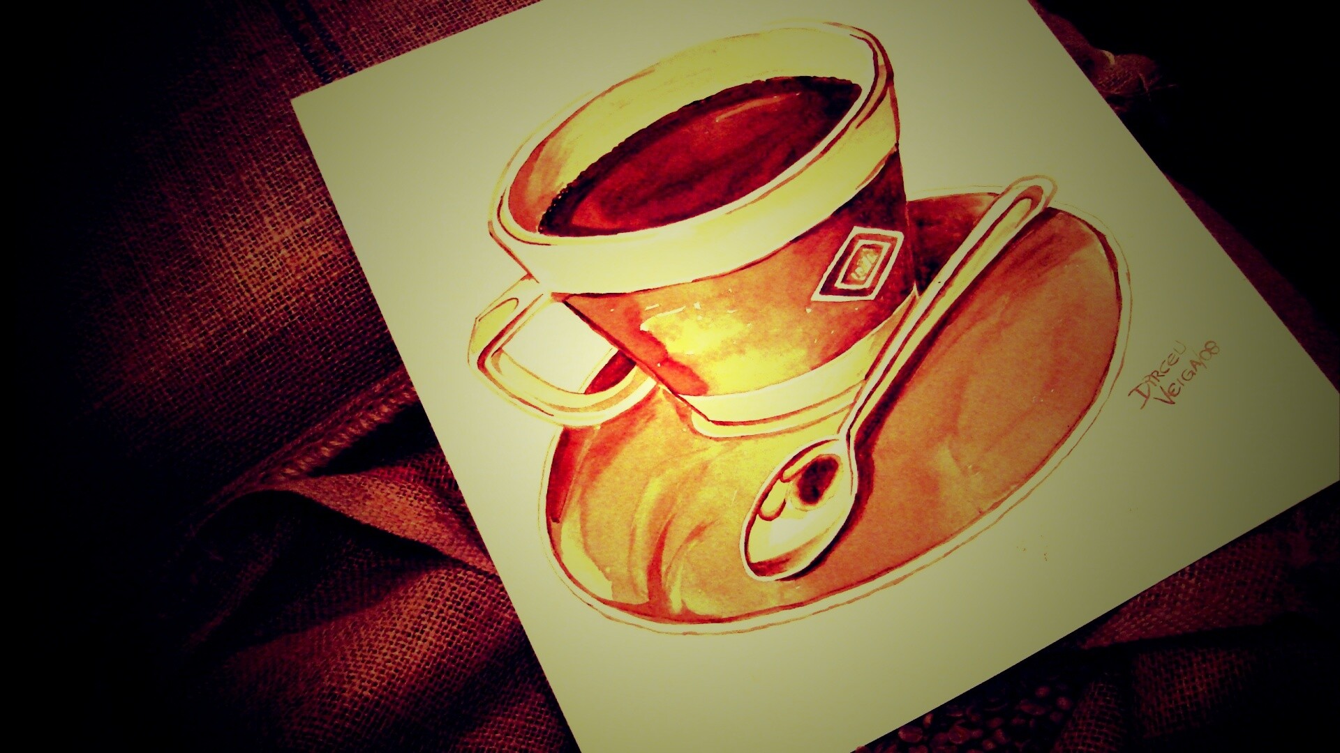 Нарисованная чашка кофе обои