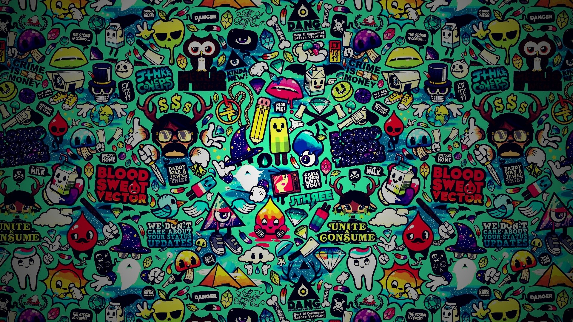 Коллаж из мультяшных картинок обои