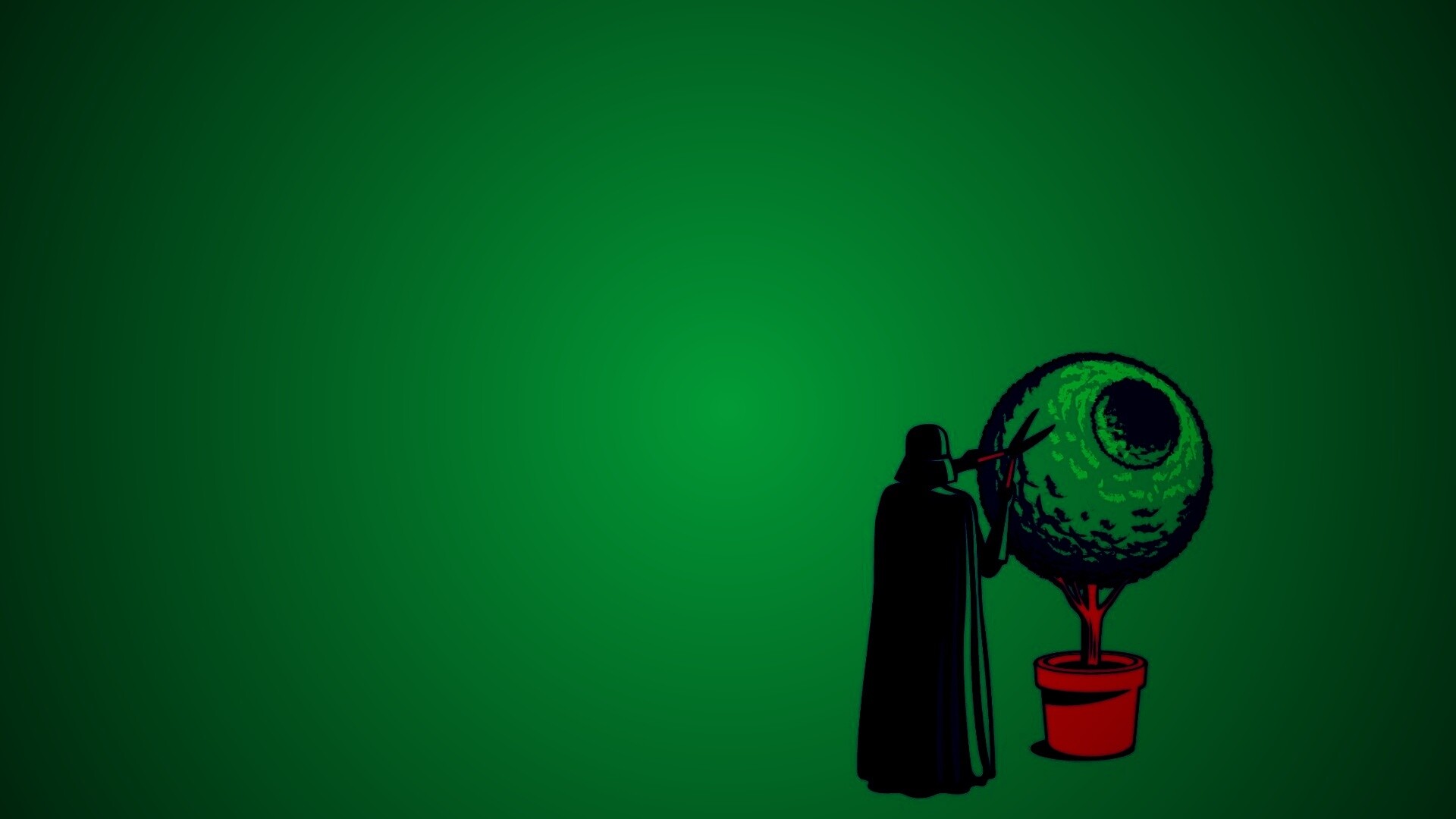 Дарт Вейдер постригает куст обои