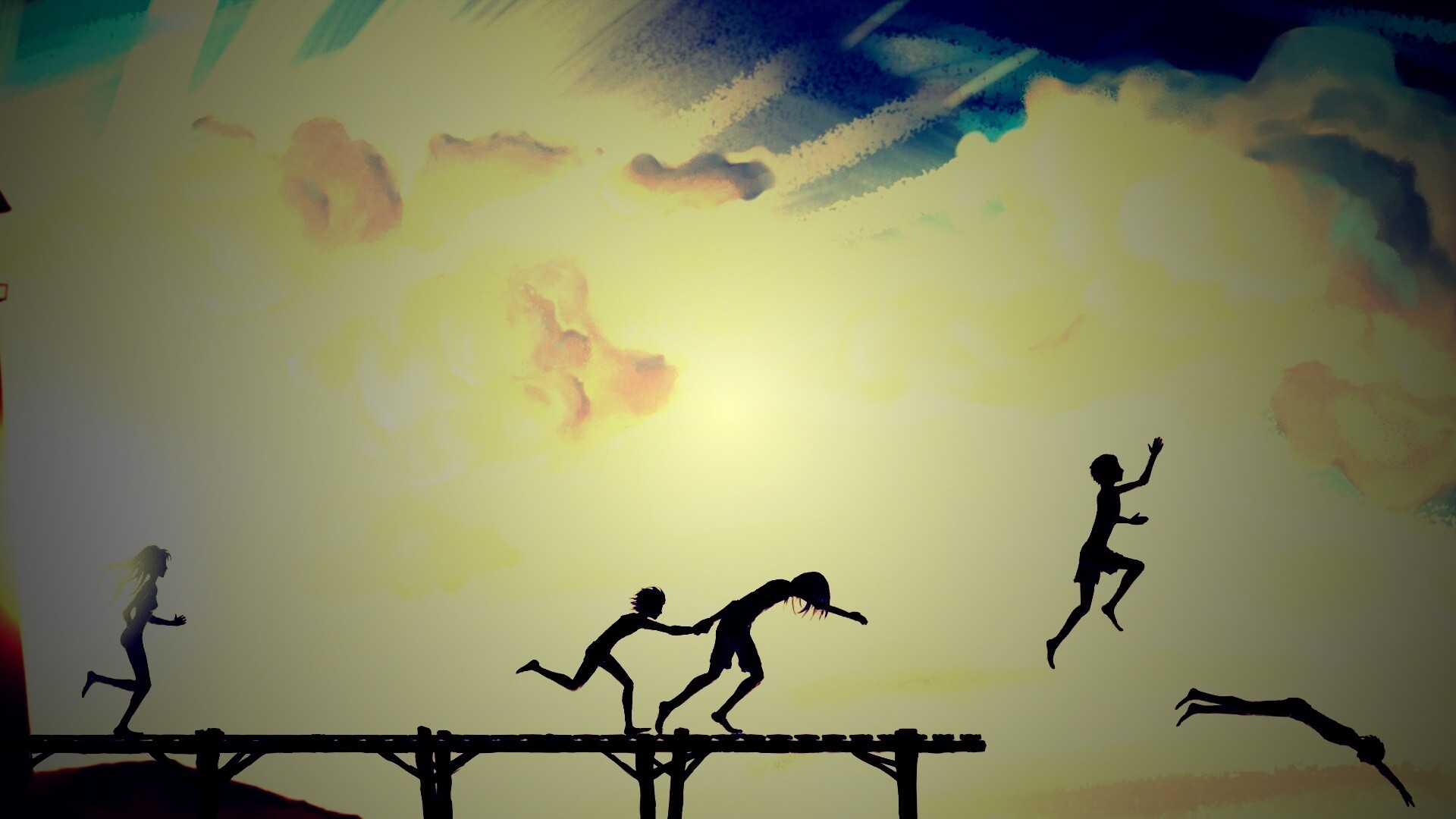 Прыжки с причала обои