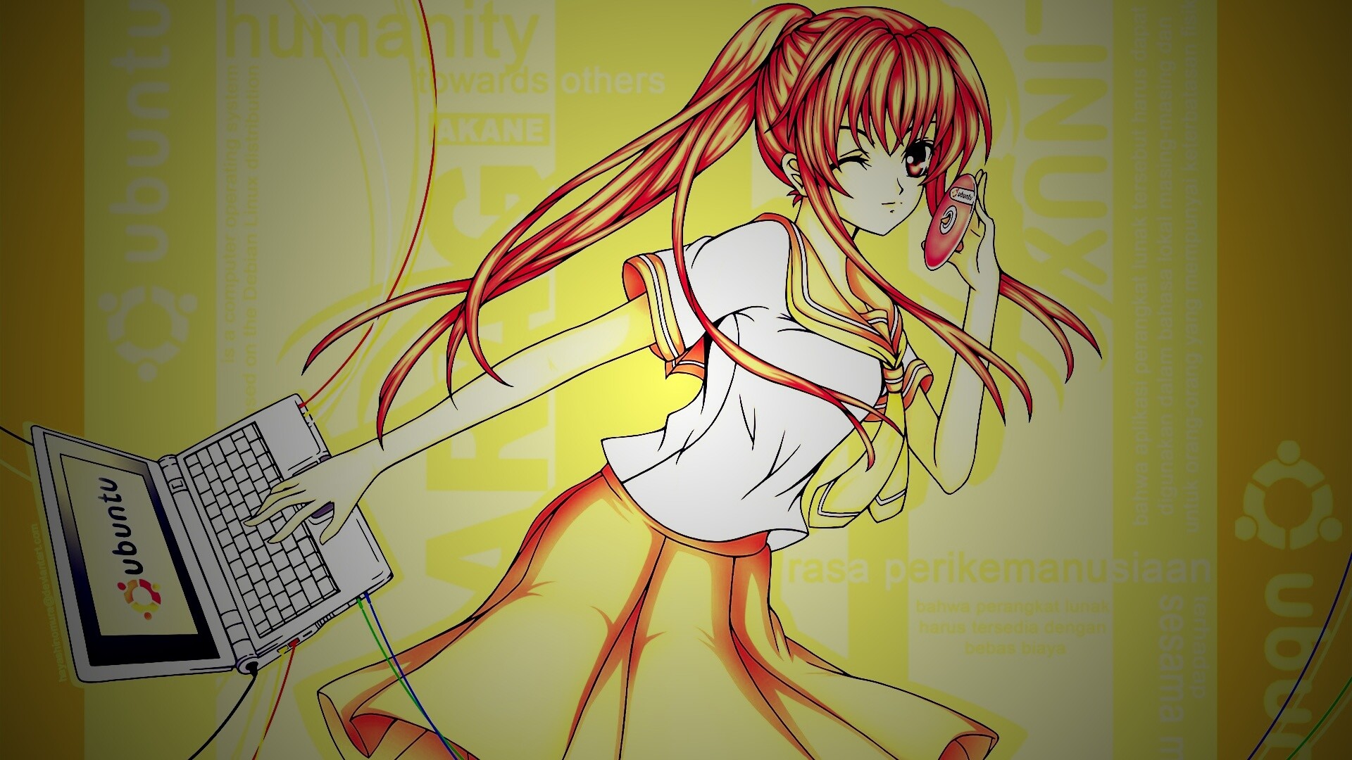 Ubuntu  в аниме обои