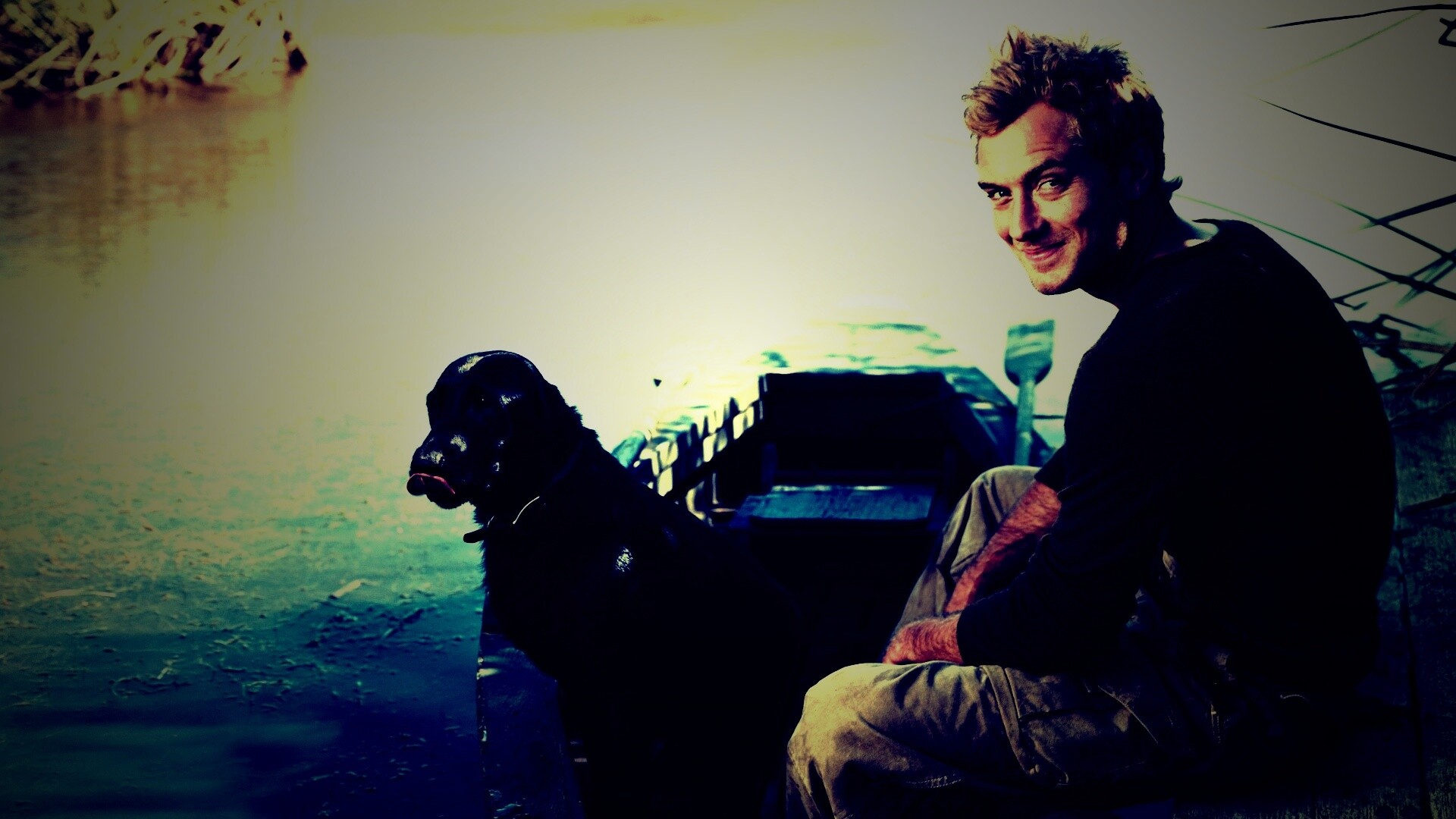 Джуд Лоу на лодке обои