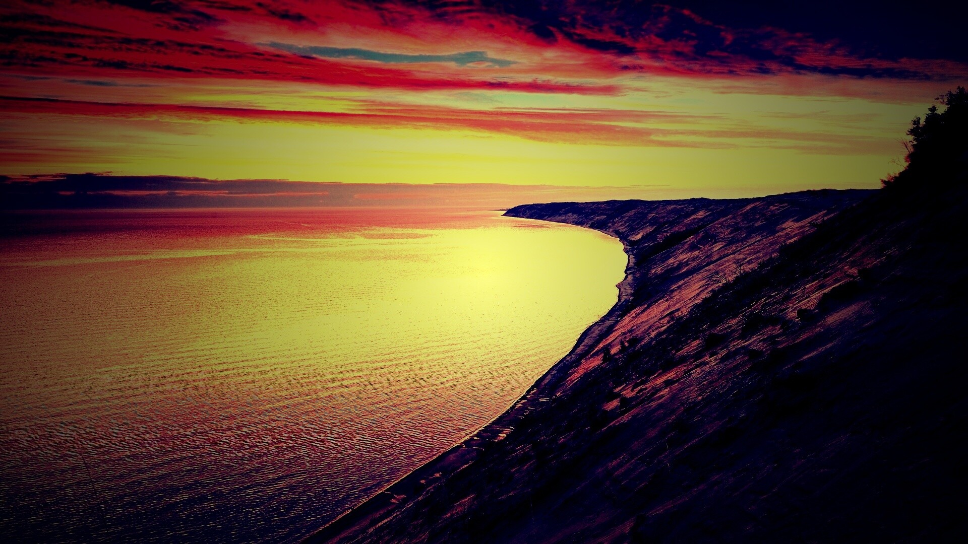 Море на закате обои