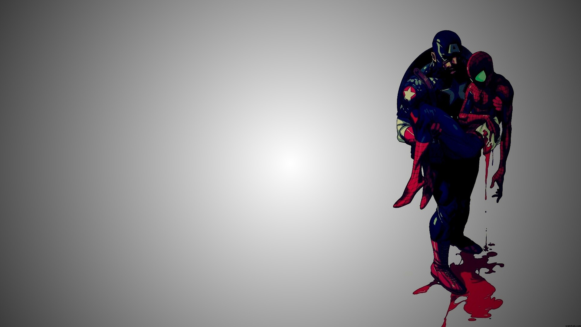 Капитан Америка и раненный Человек-паук обои