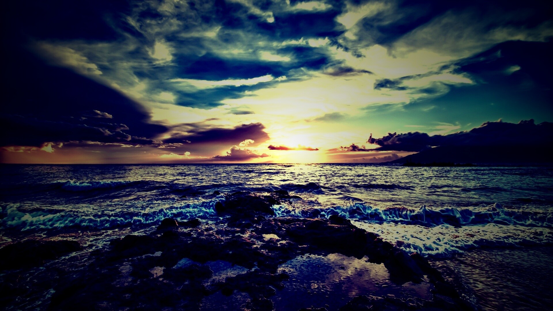 Закат на море обои