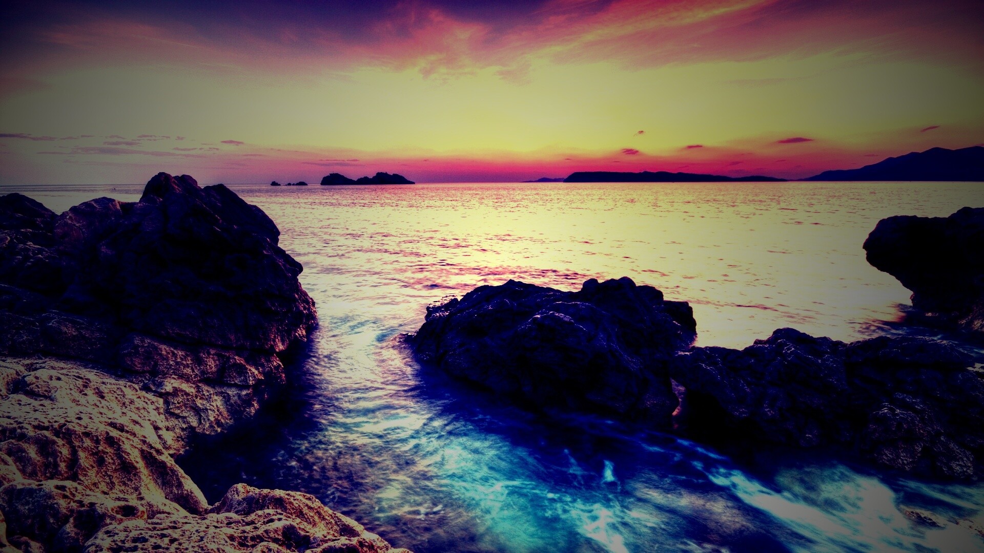 Закат на море обои