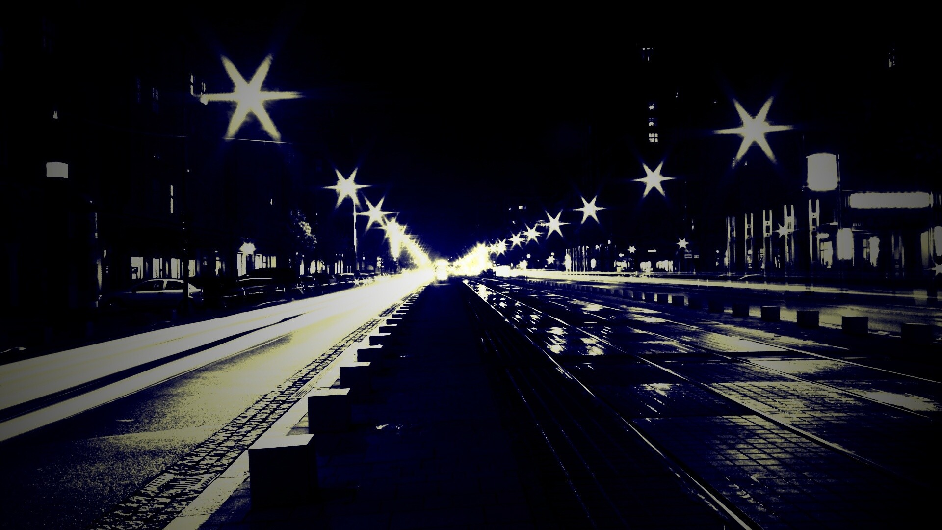 Мгновение на улице ночного города обои