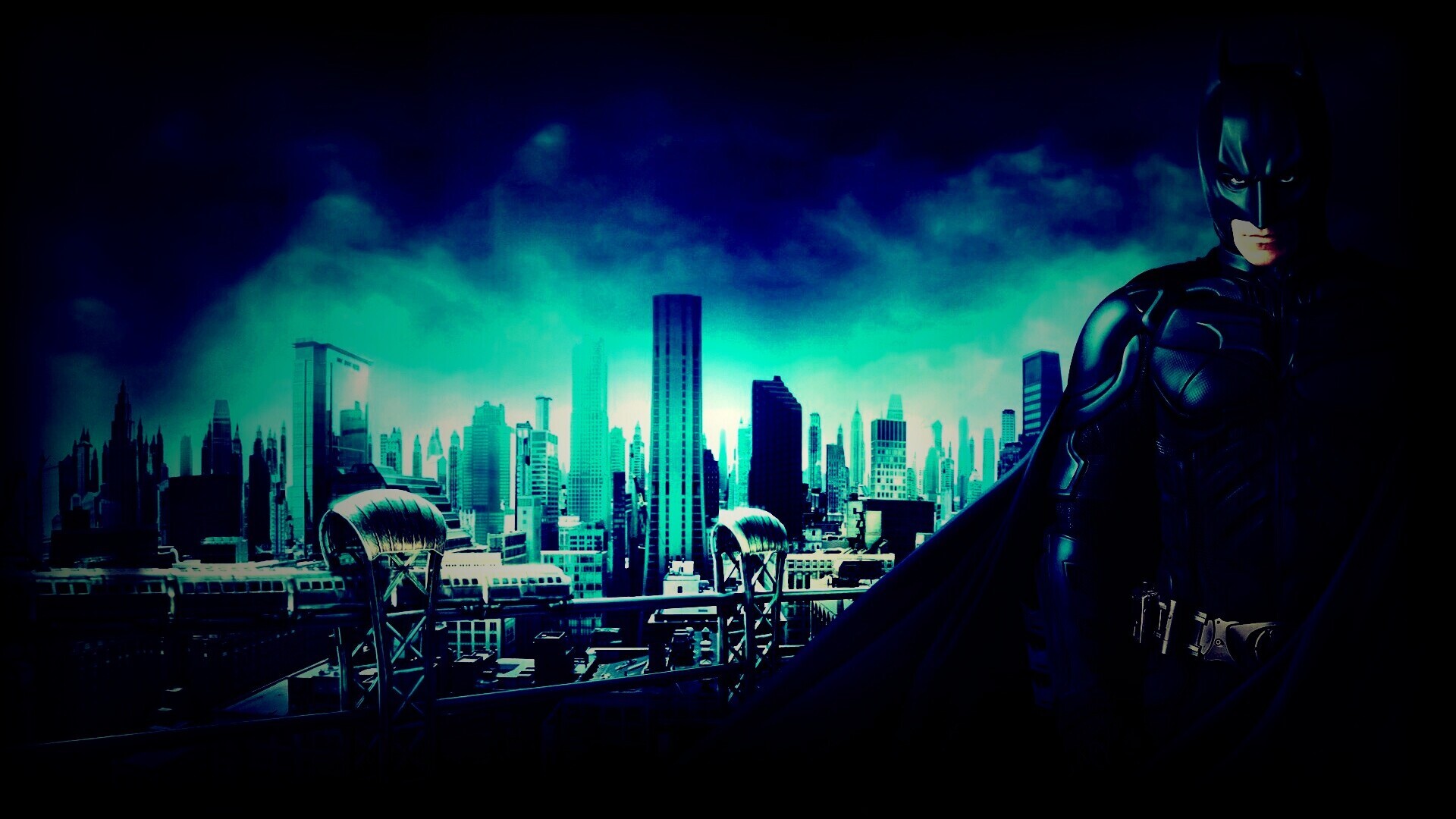 Бэтман над Готамом обои