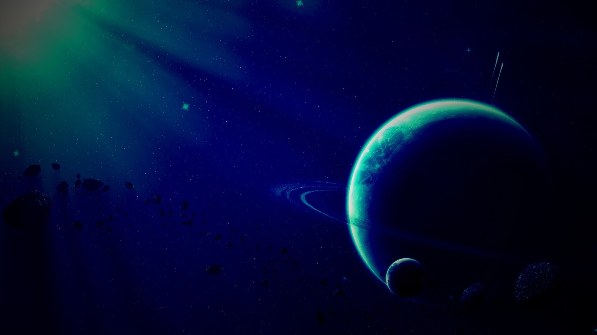 Пояс астероидов вблизи планеты обои