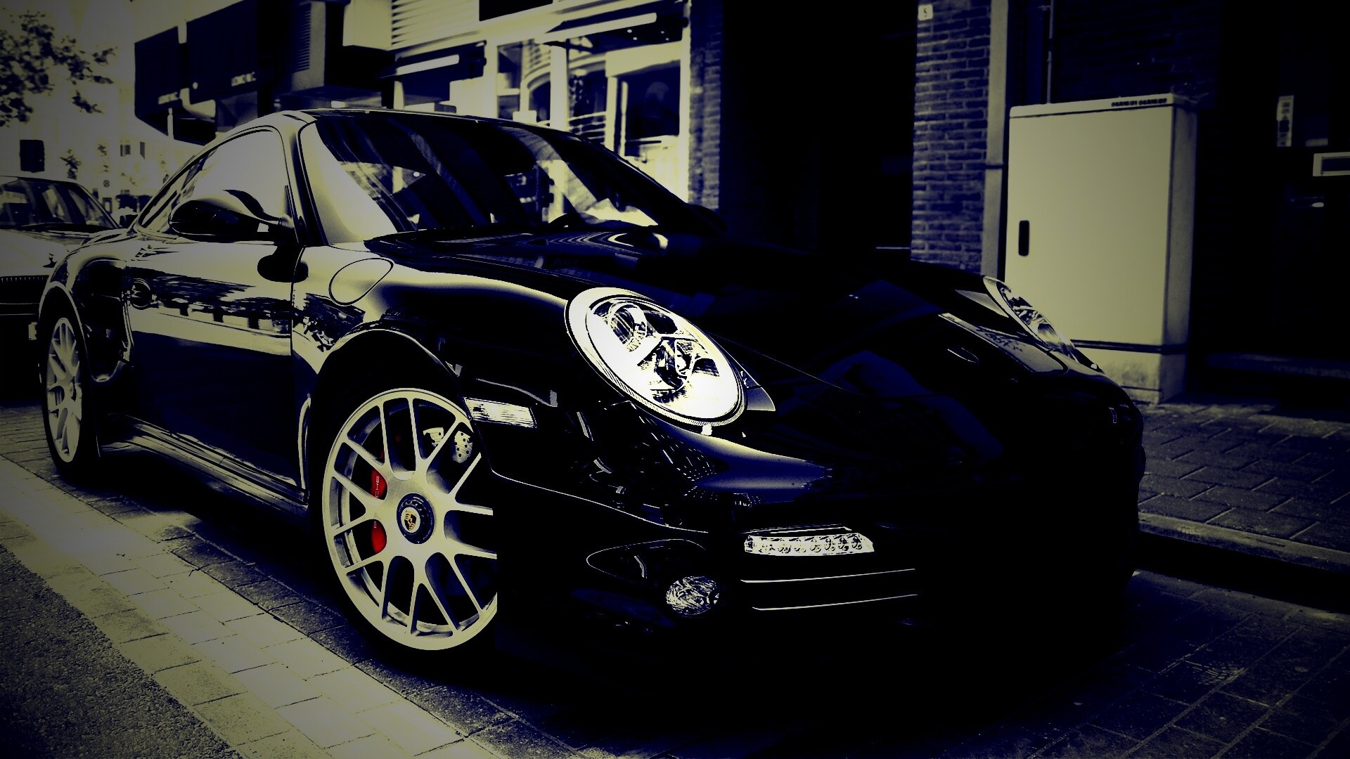 Чёрно-белое фото Porsche обои