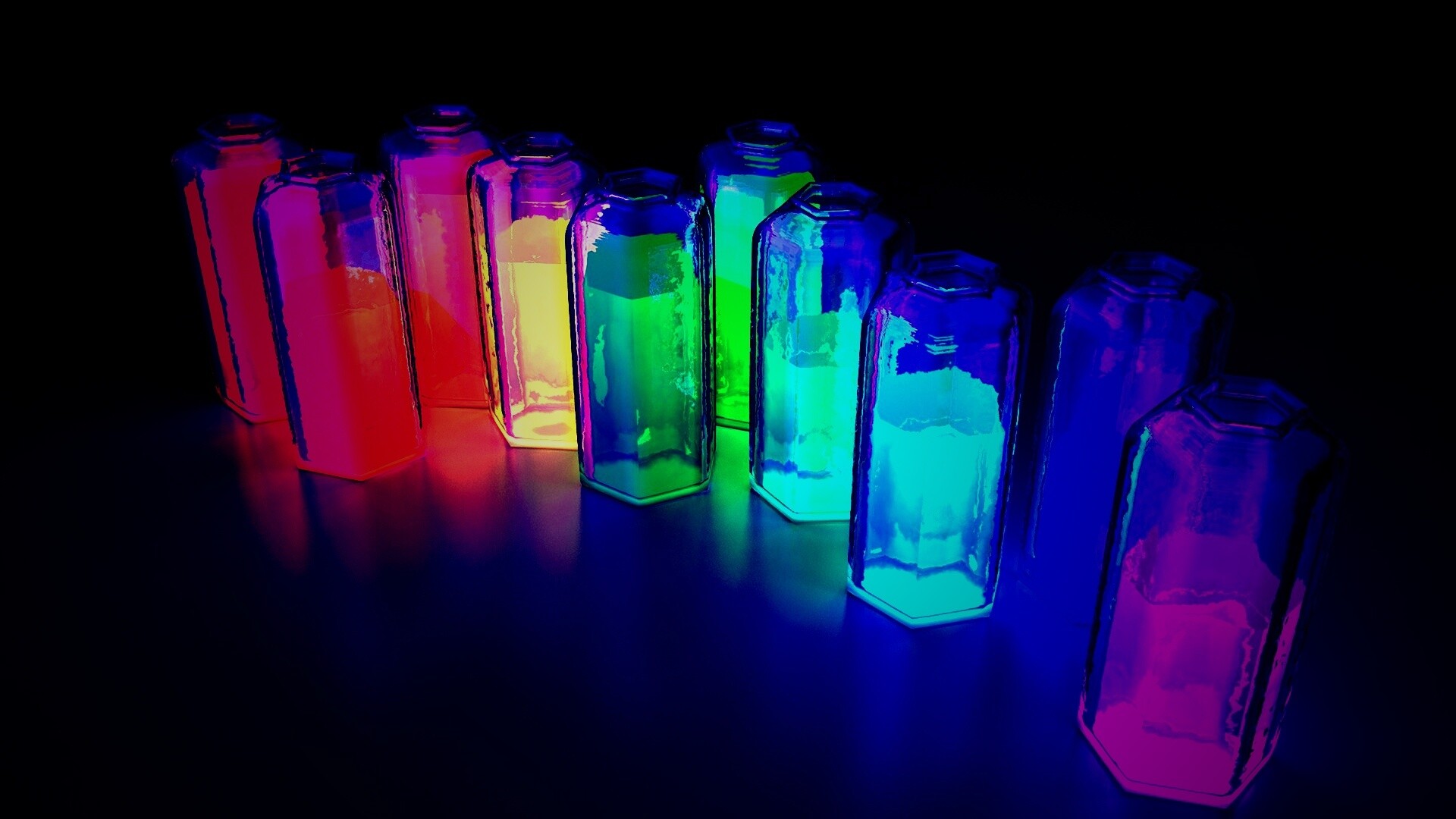 Баночки с цветными жидкостями обои
