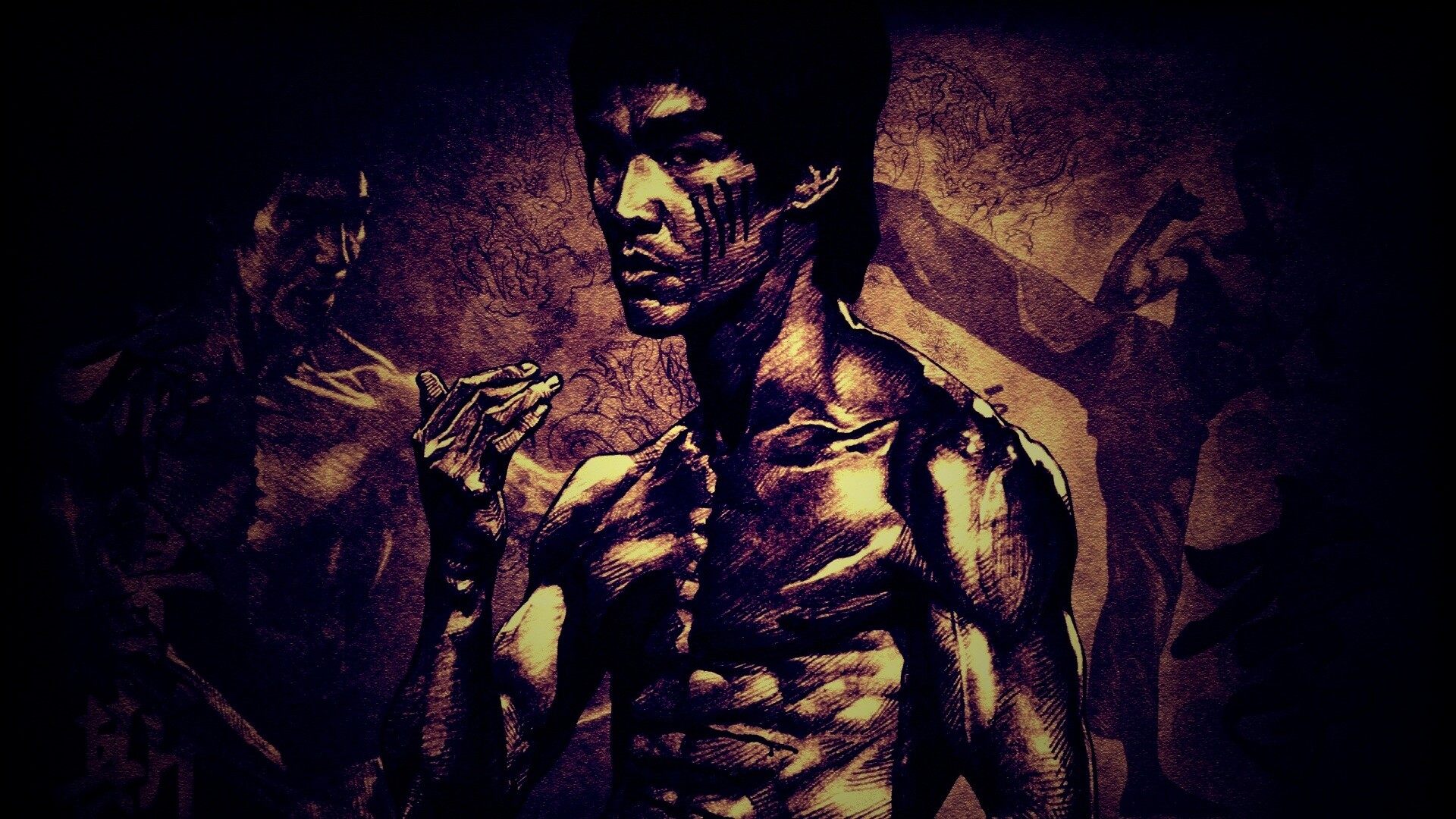 Портрет Брюса Ли обои