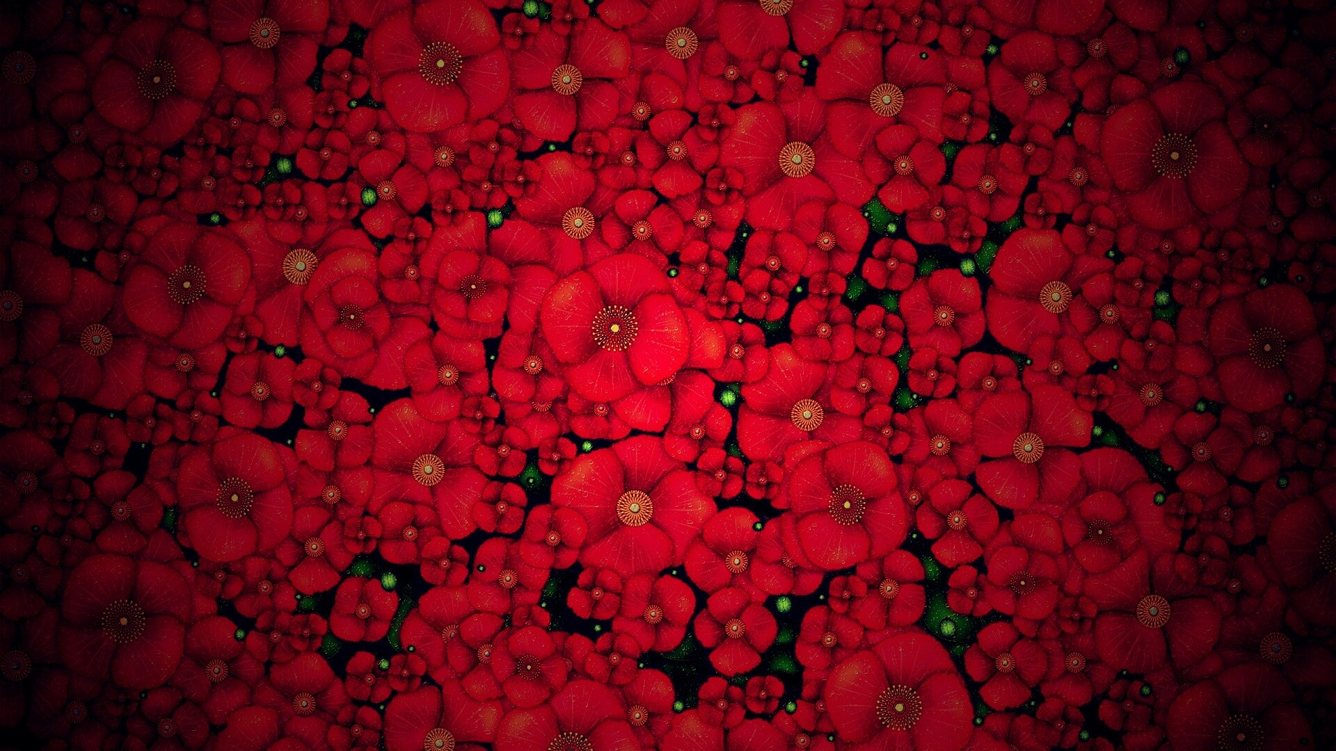 Рисунко с красными цветами обои