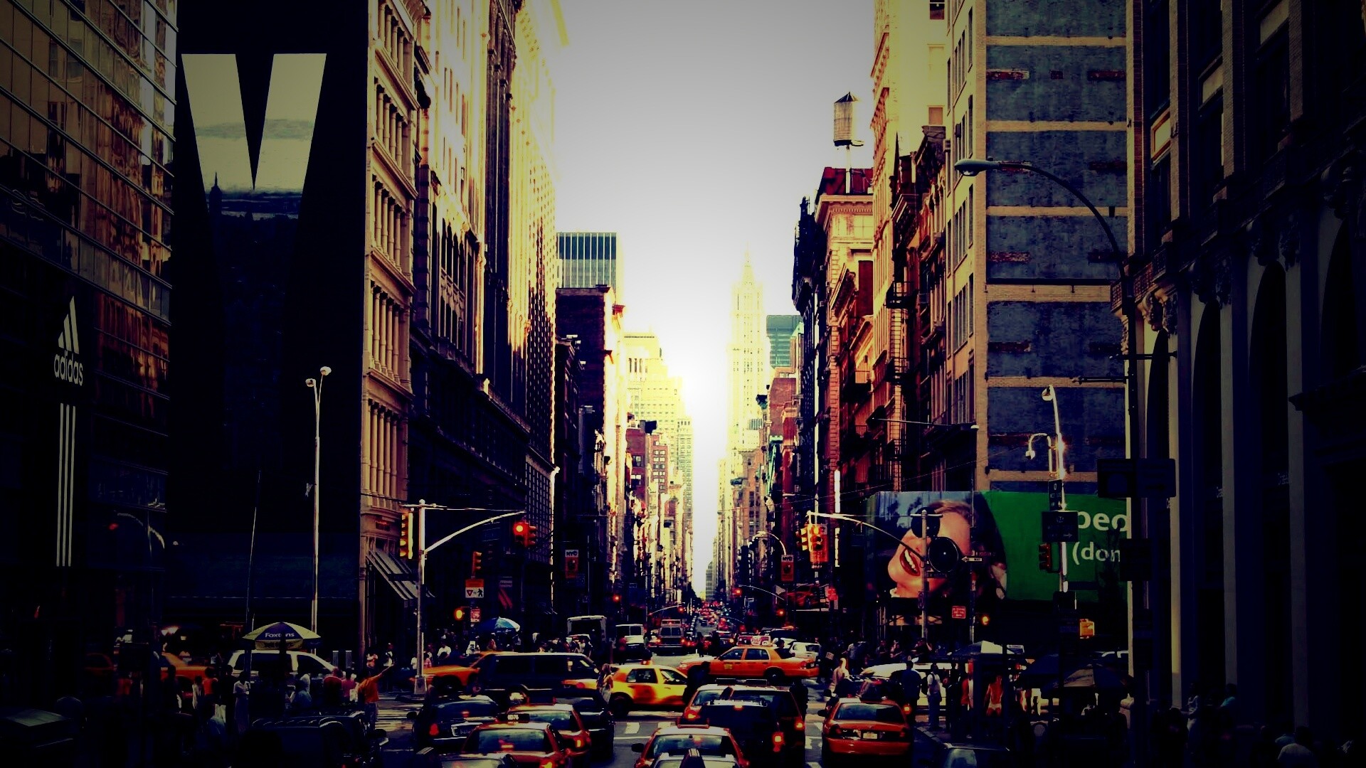 Людная Нью-Йоркская улица обои