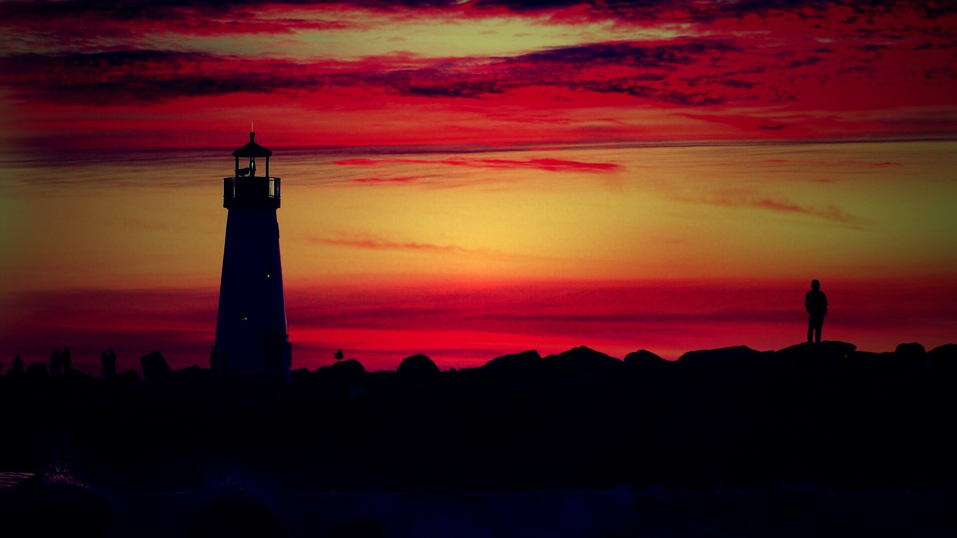 Вечерний маяк обои