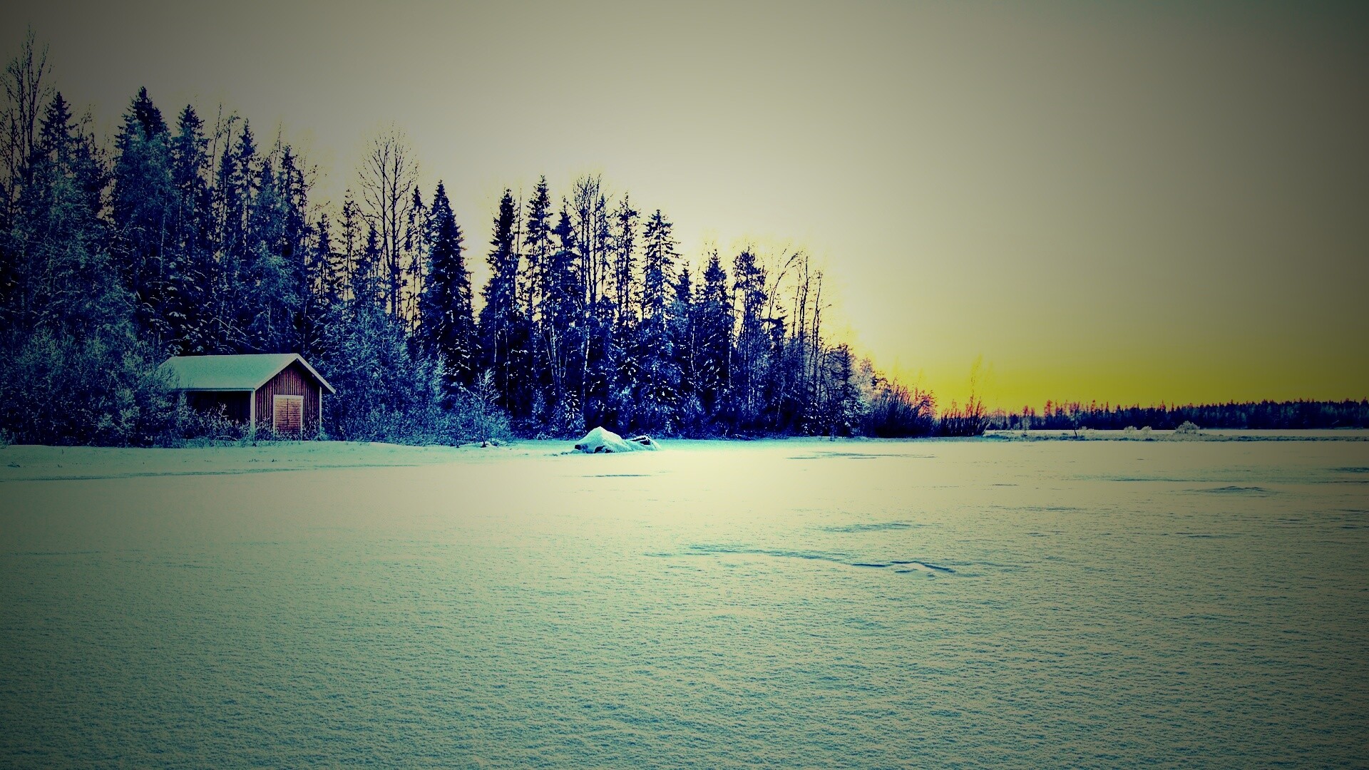 Зимний закат обои