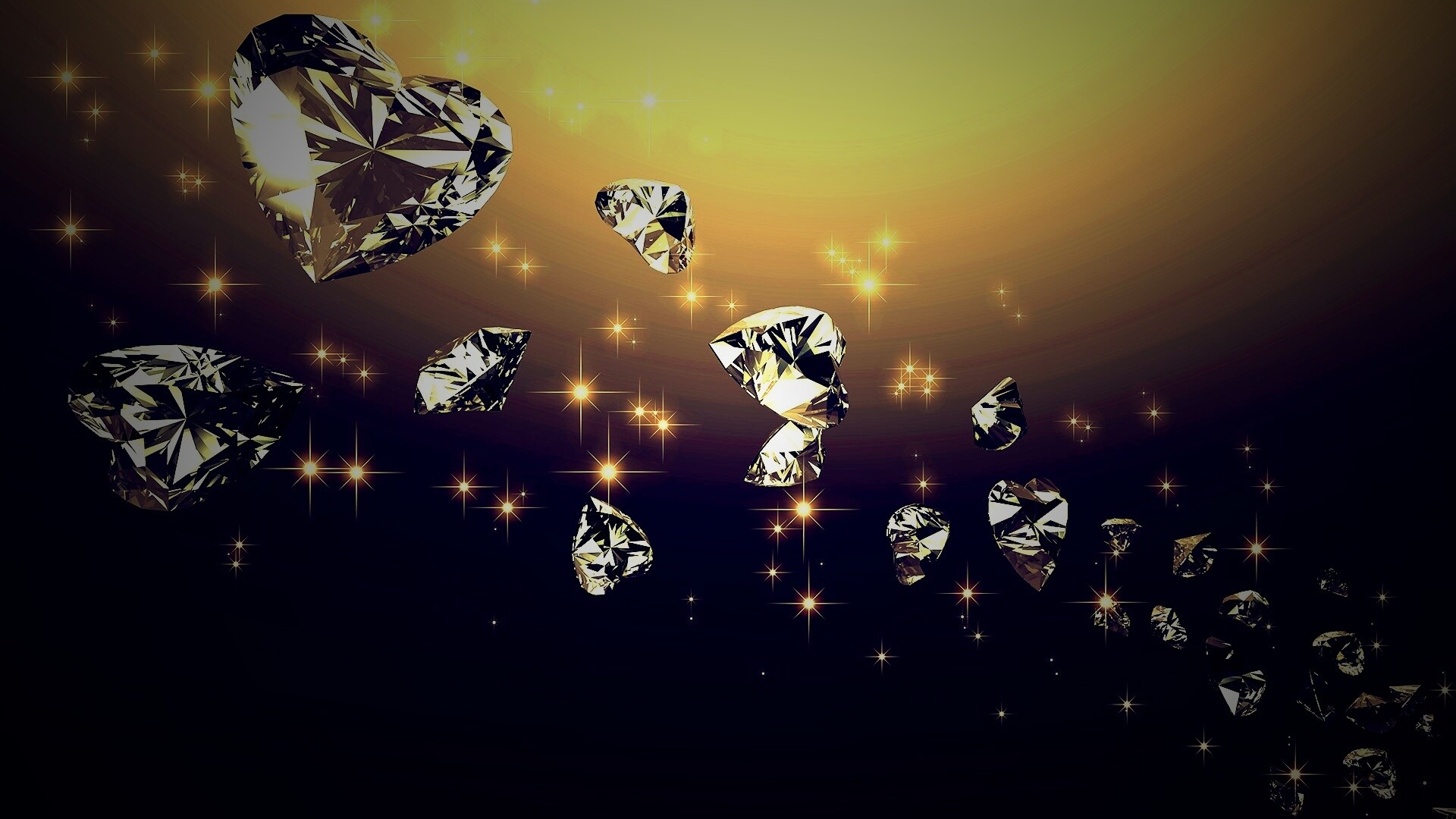 Бриллиантовые сердца обои