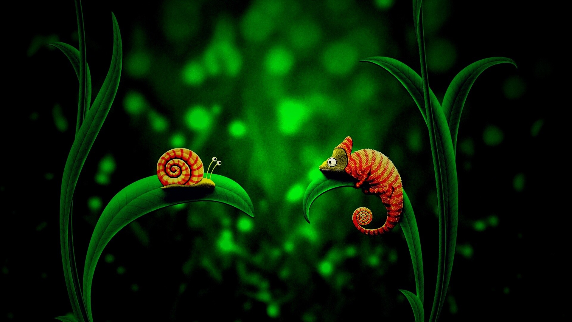 Хамелеон замаскированный под улитку обои