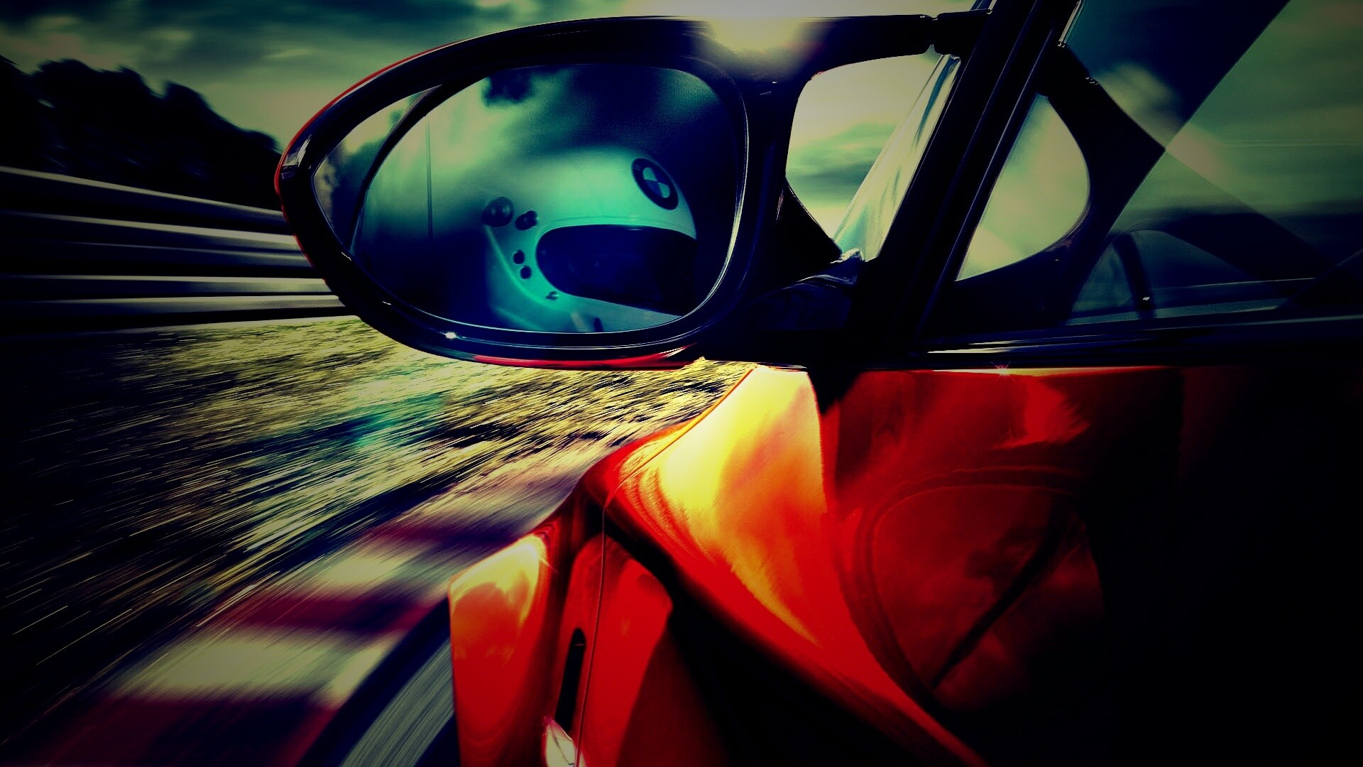 Отражение в боковом зеркале BMW M1 обои