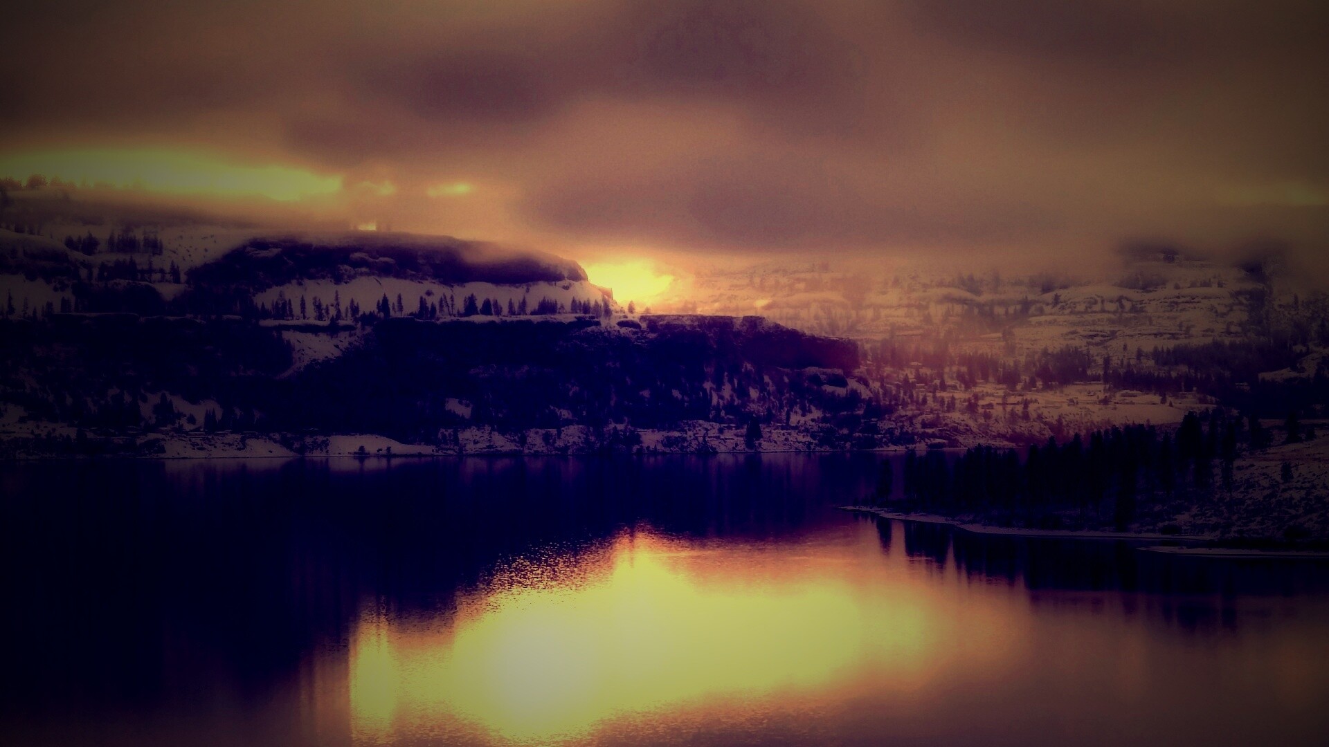 Озеро зимой обои