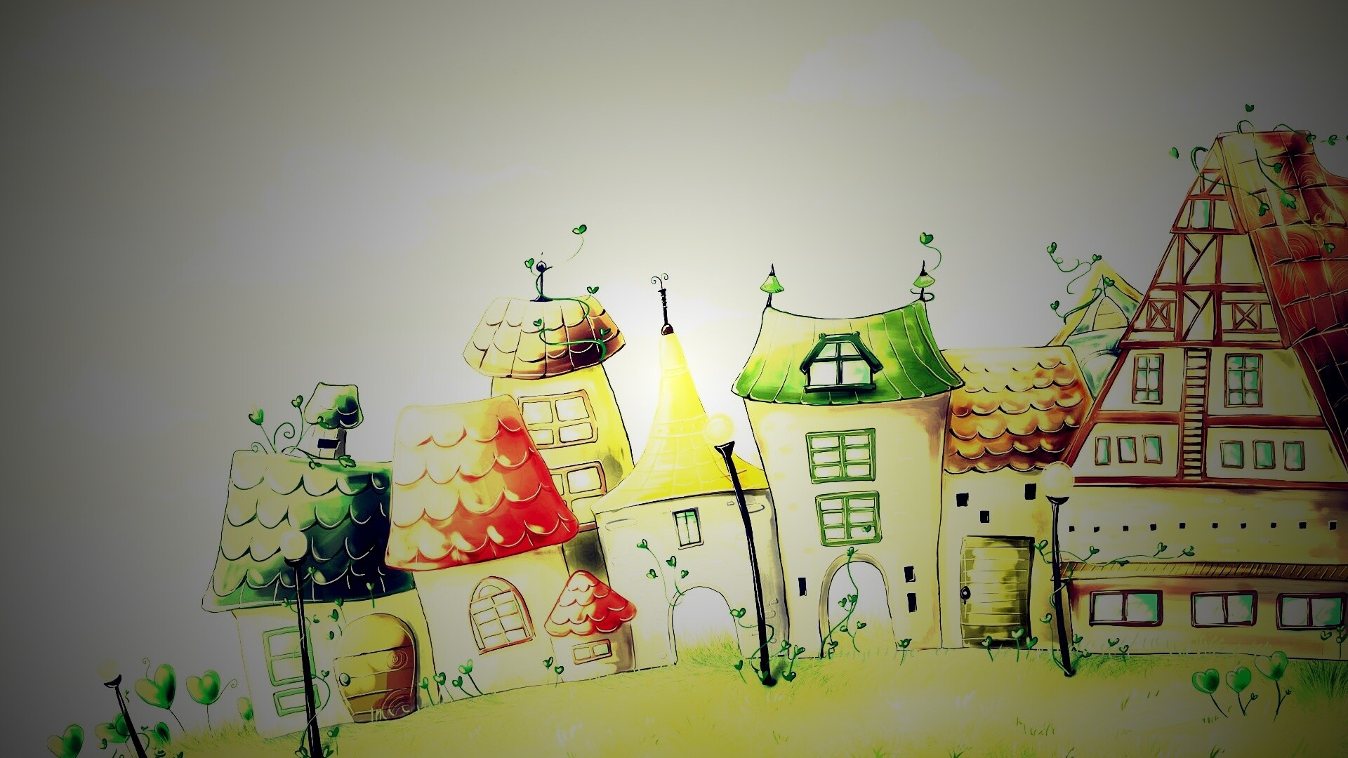 Мультяшный городок обои