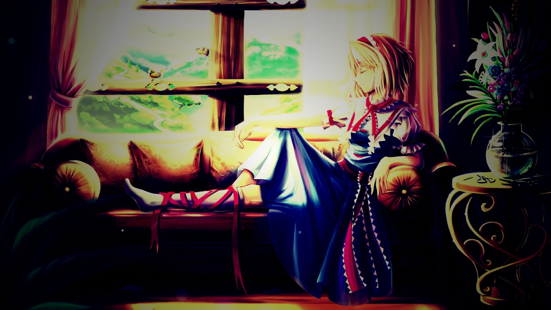 Девушка у окна обои