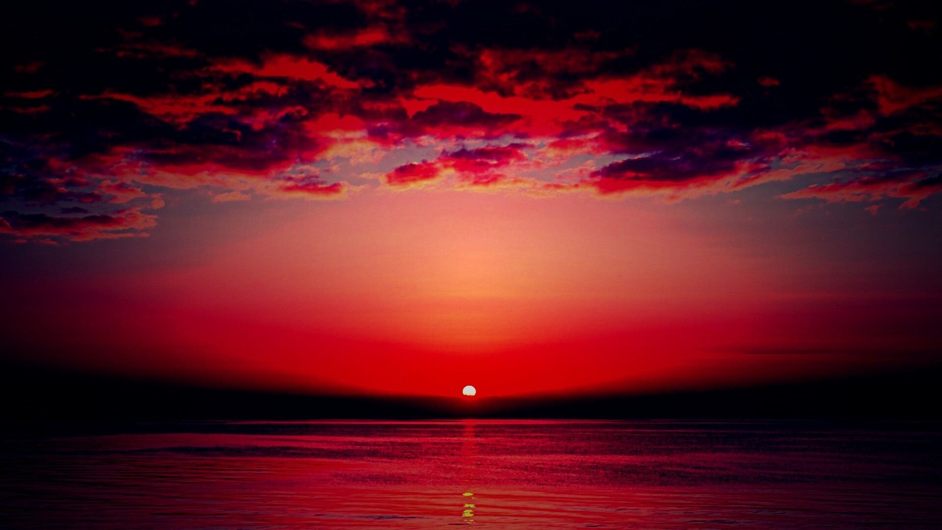 Багровый закат обои