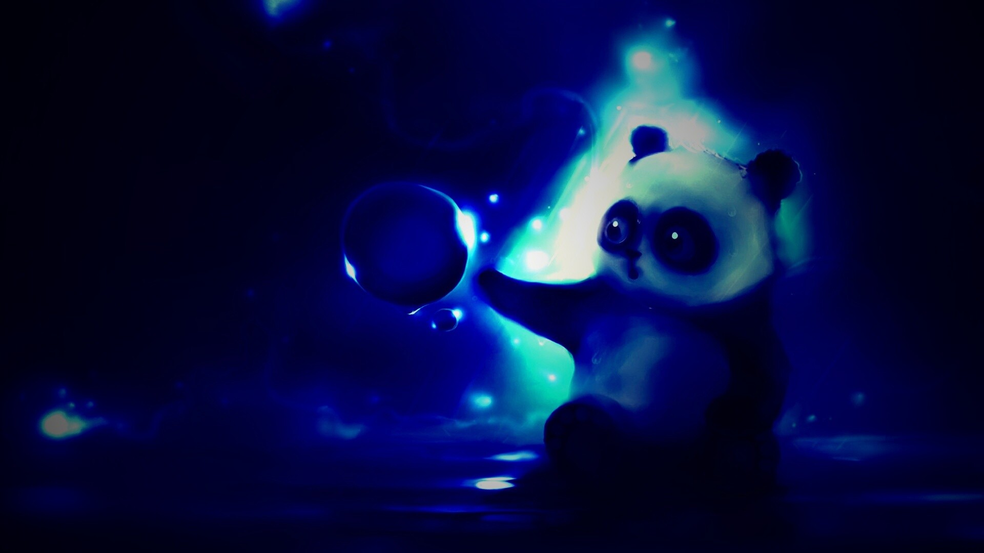 Панда и пузырек обои