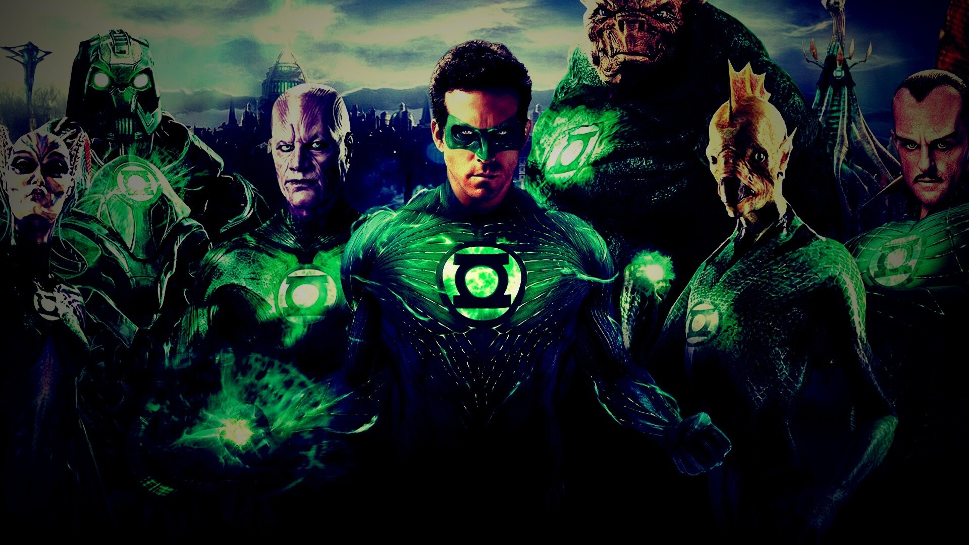 Зелёные фонари обои