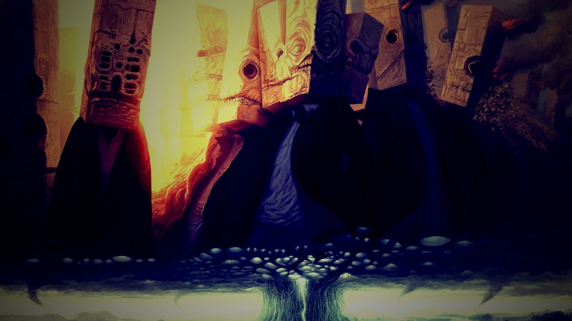 Каменные головы обои