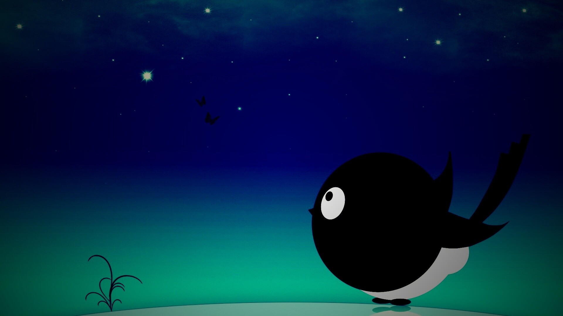 Нарисованная птичка обои