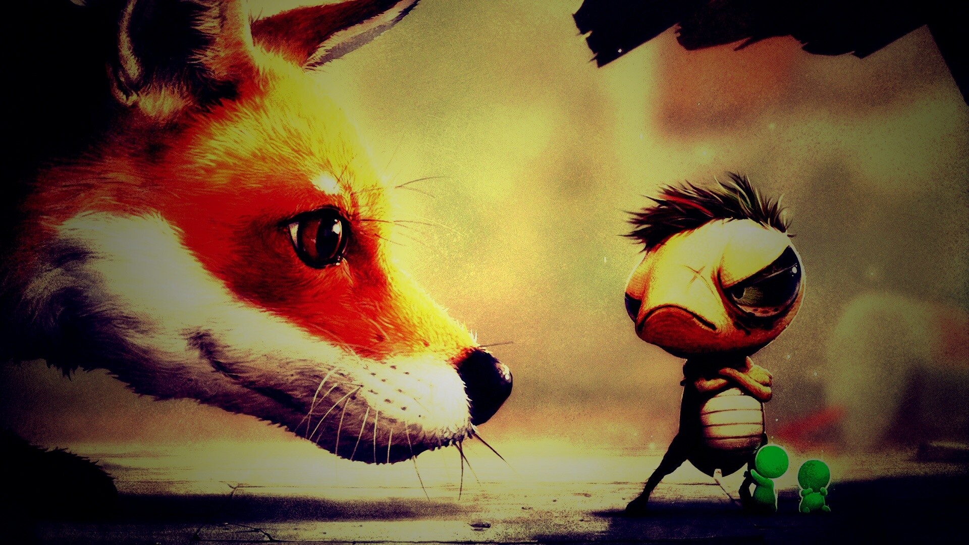 Лиса и жук обои