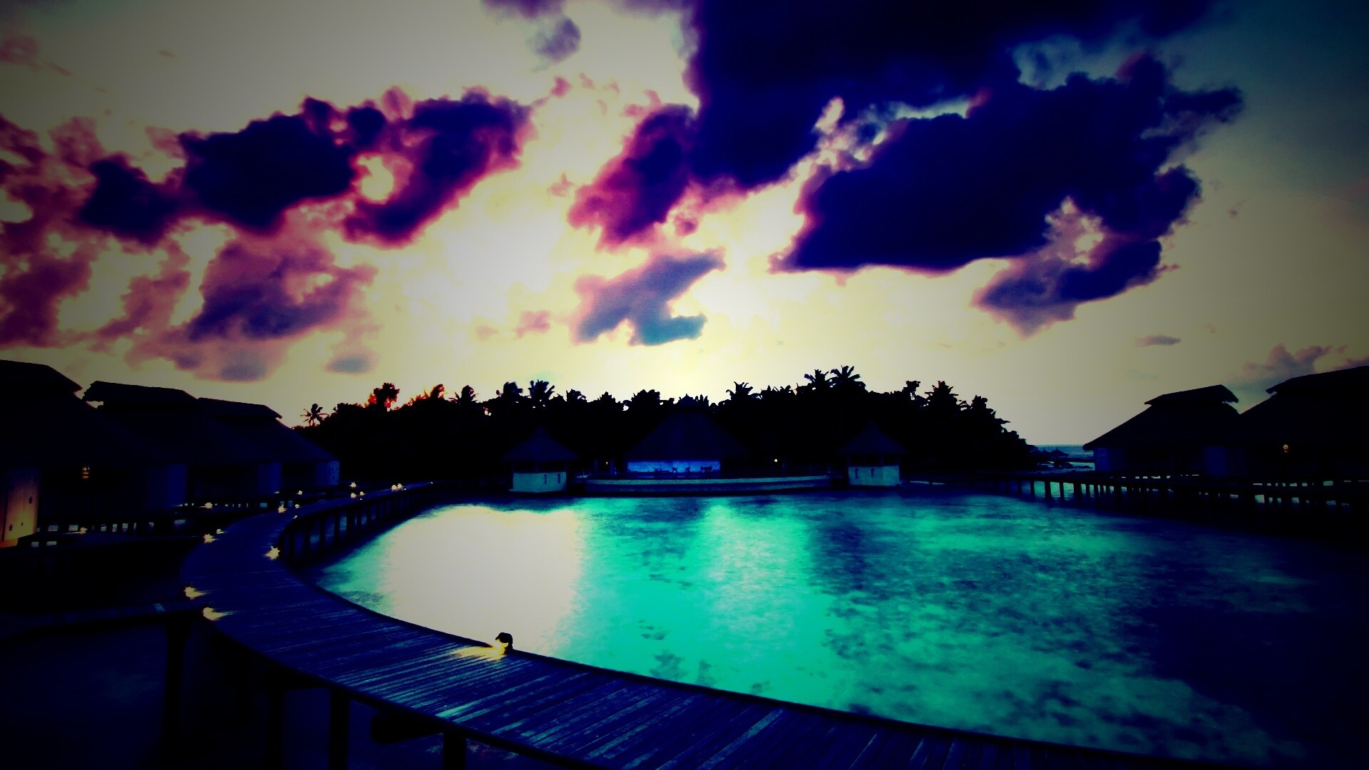 Бунгало на воде обои