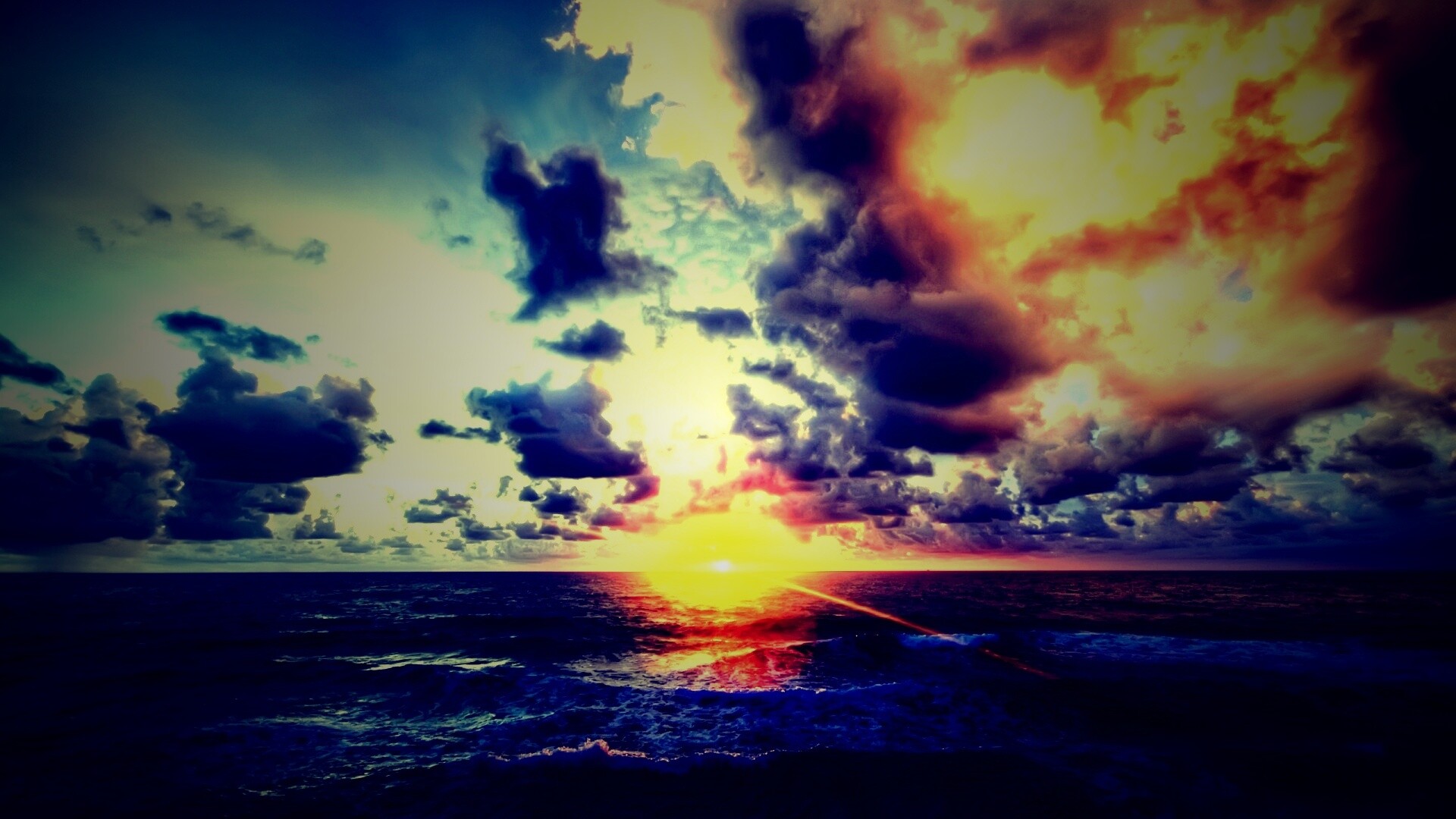 Закат на море обои