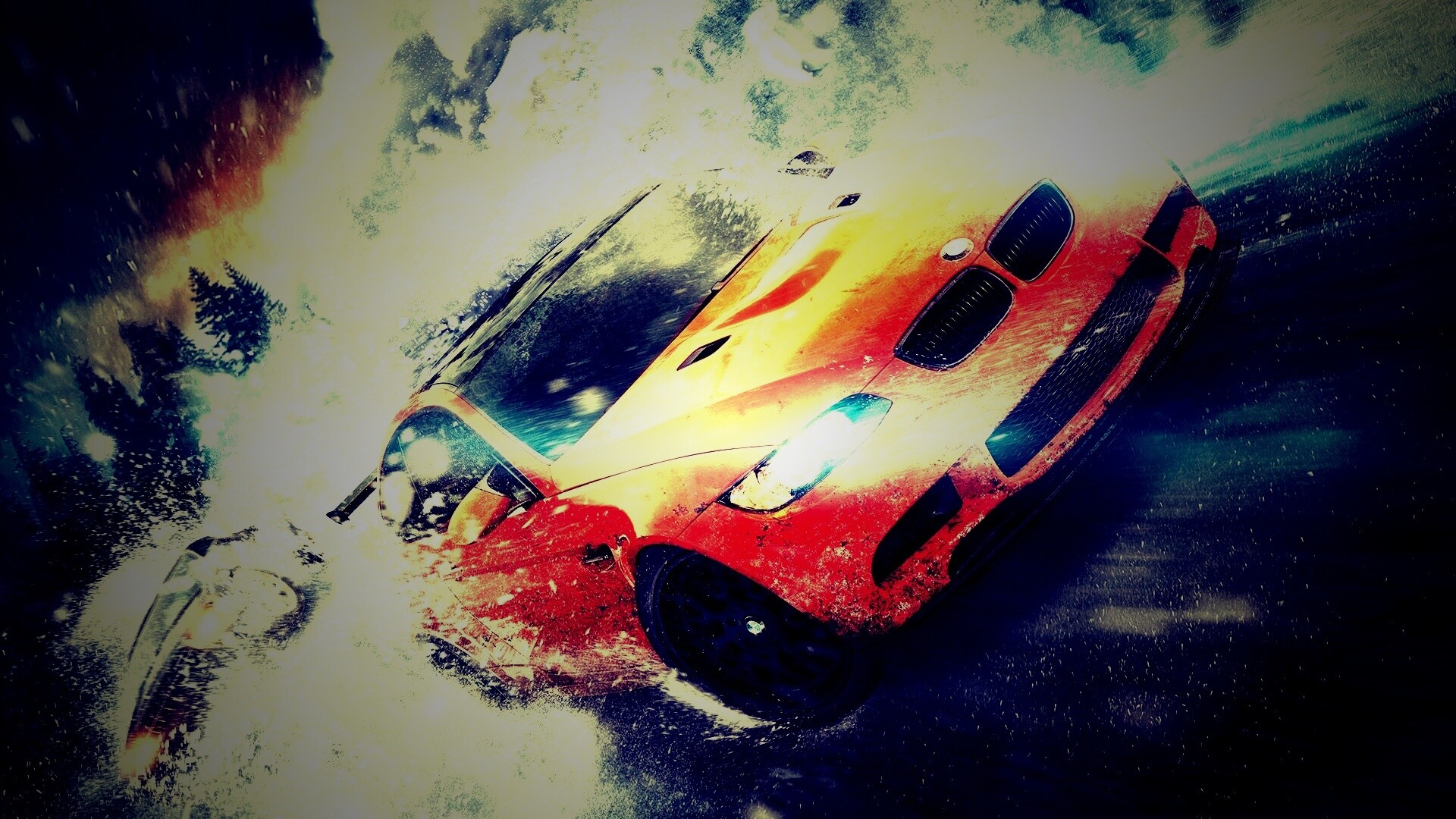 Погоня за оранжевым BMW обои