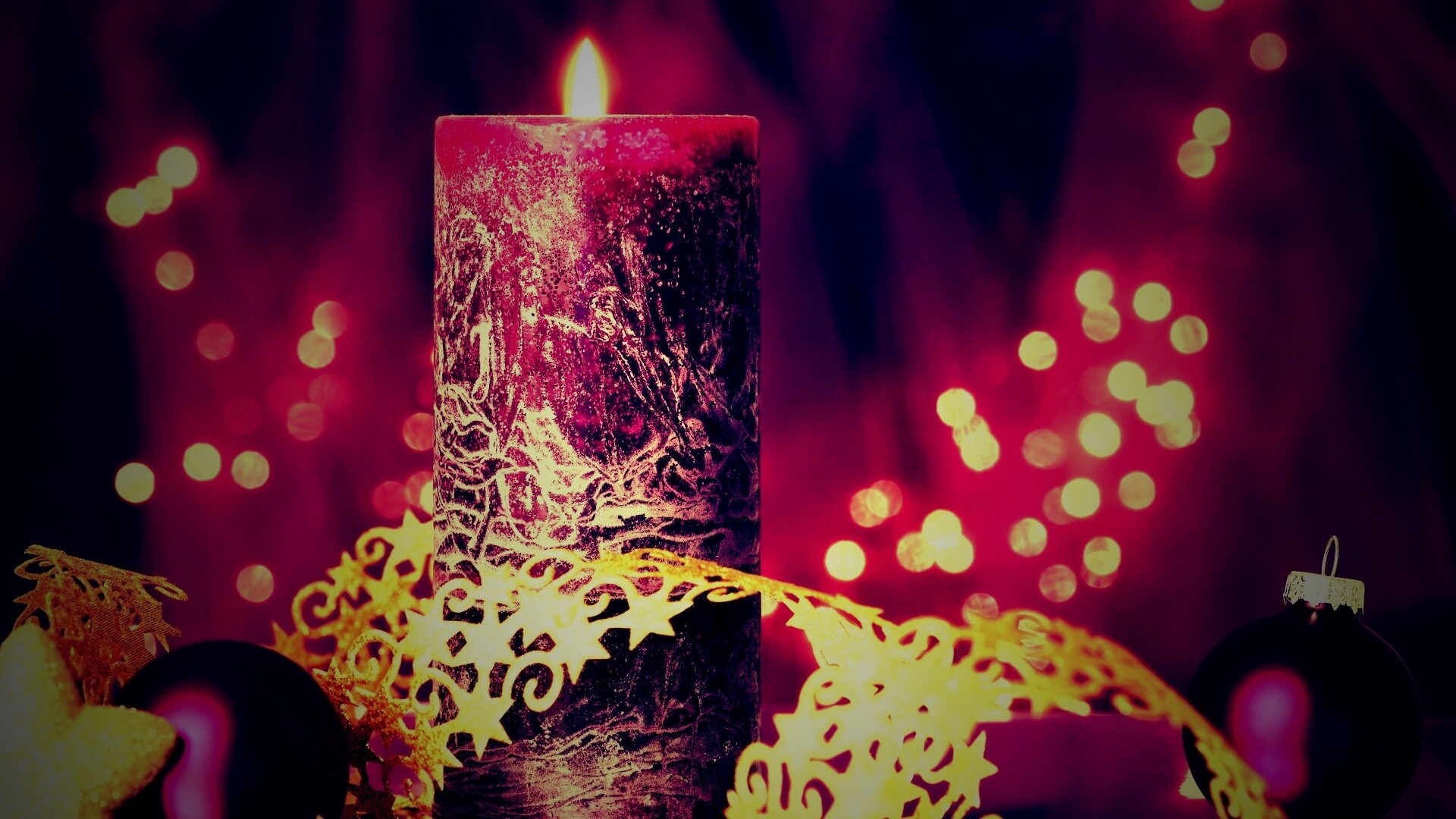 Новогодняя свеча обои