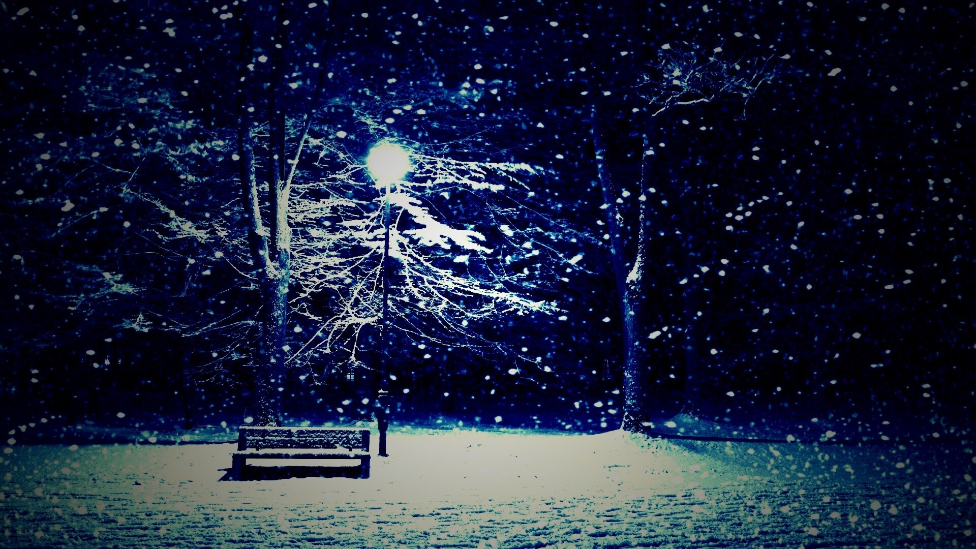 Ночь..улица..фонарь..скамейка.. обои