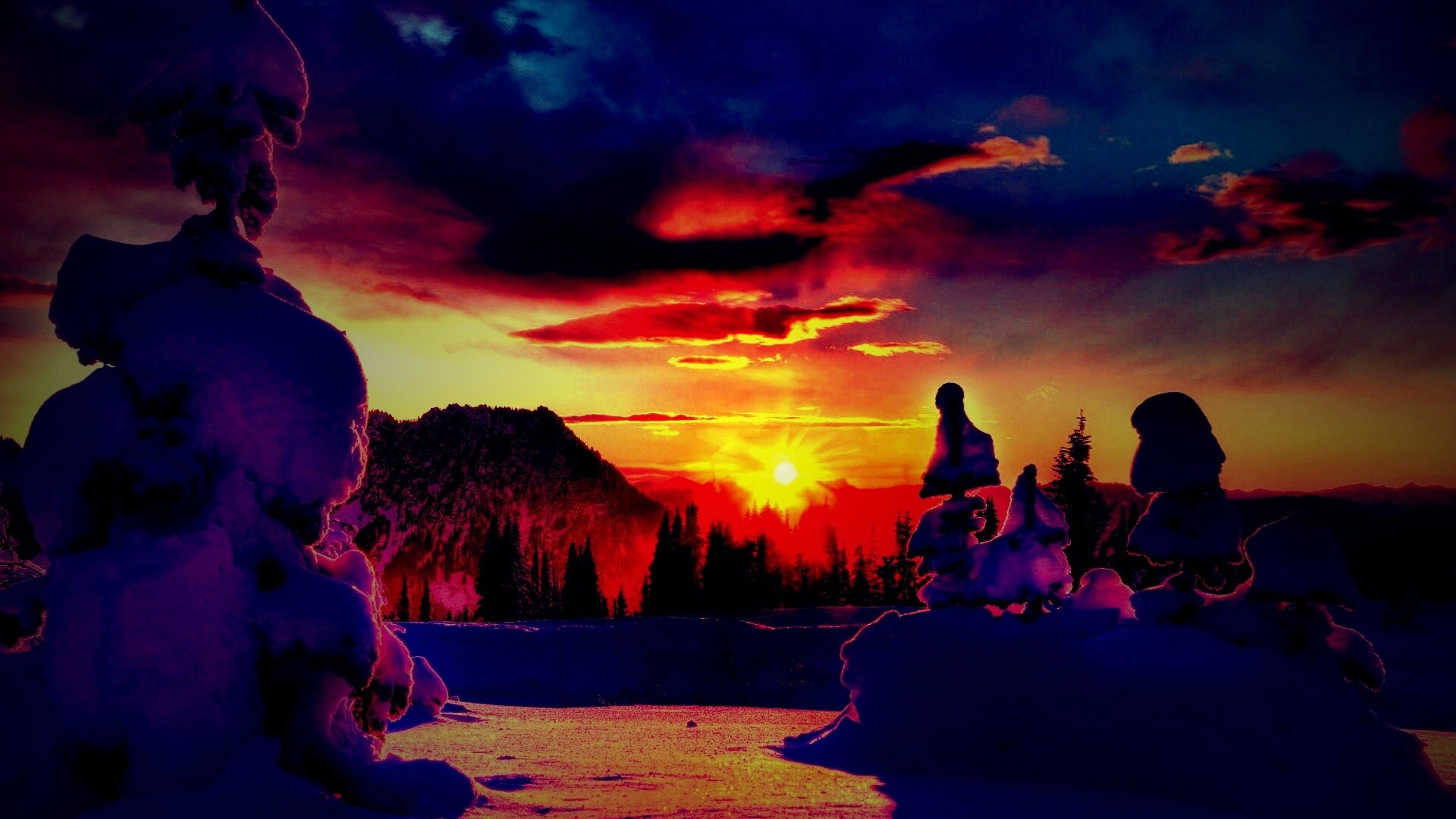 Зимнее солнце обои