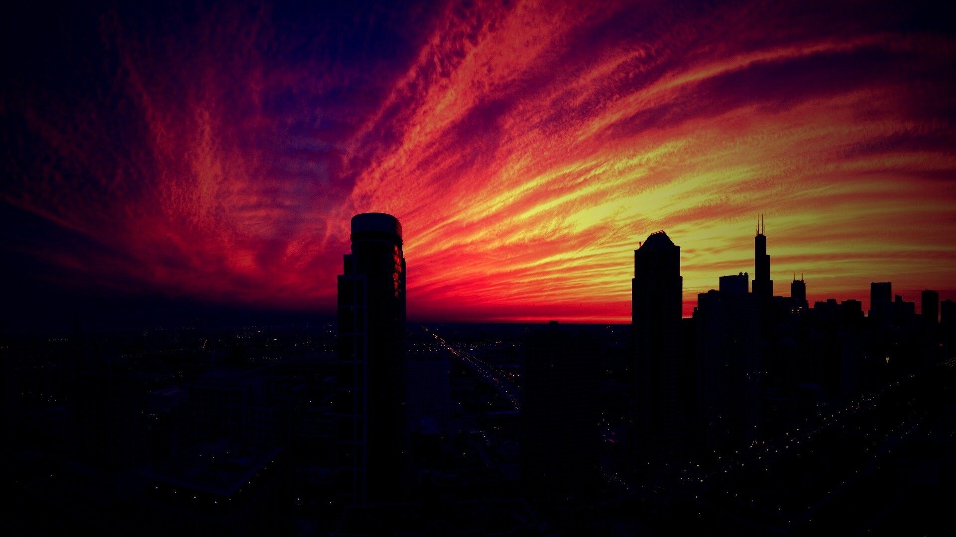 Сумерки в городе обои