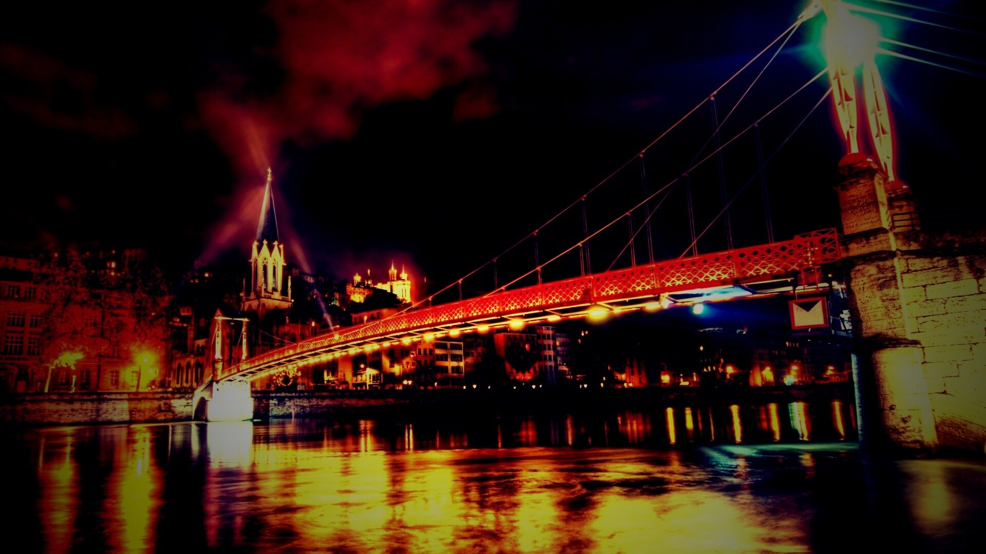 Ночная подсветка моста обои