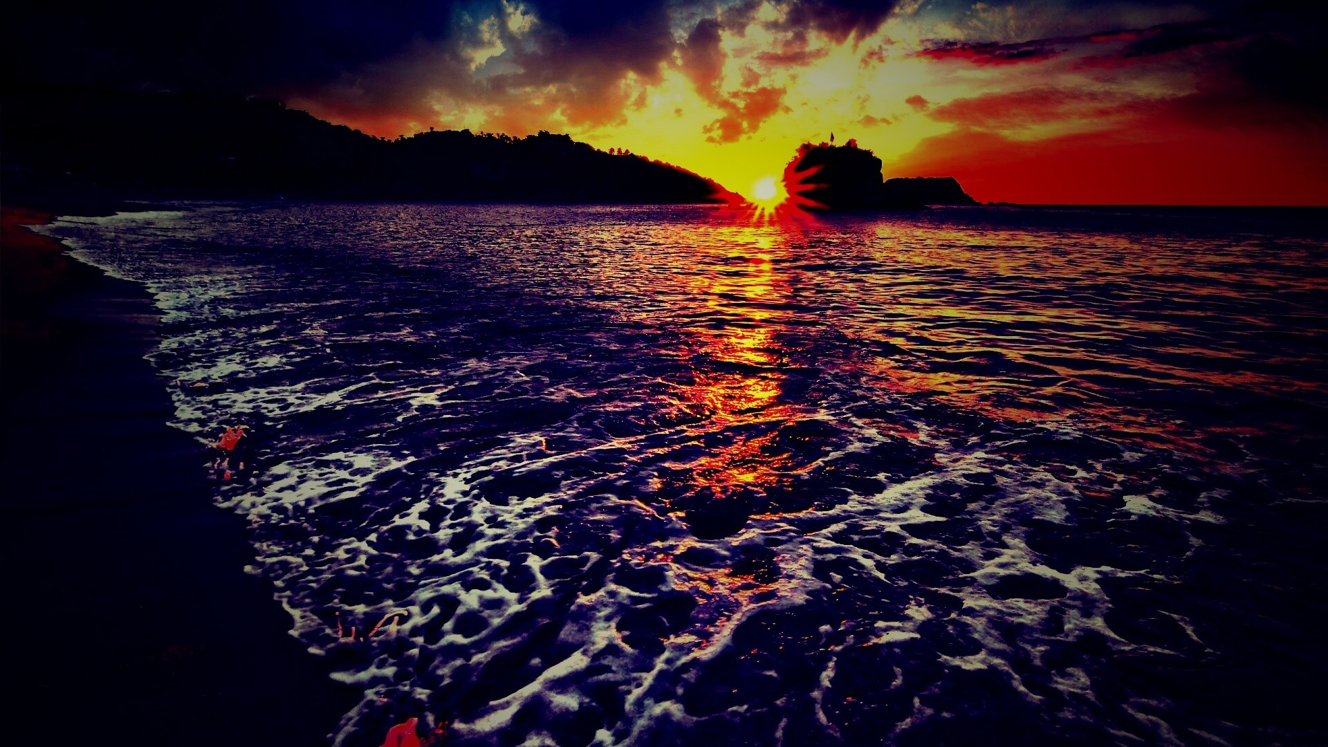 Закат в лагуне обои