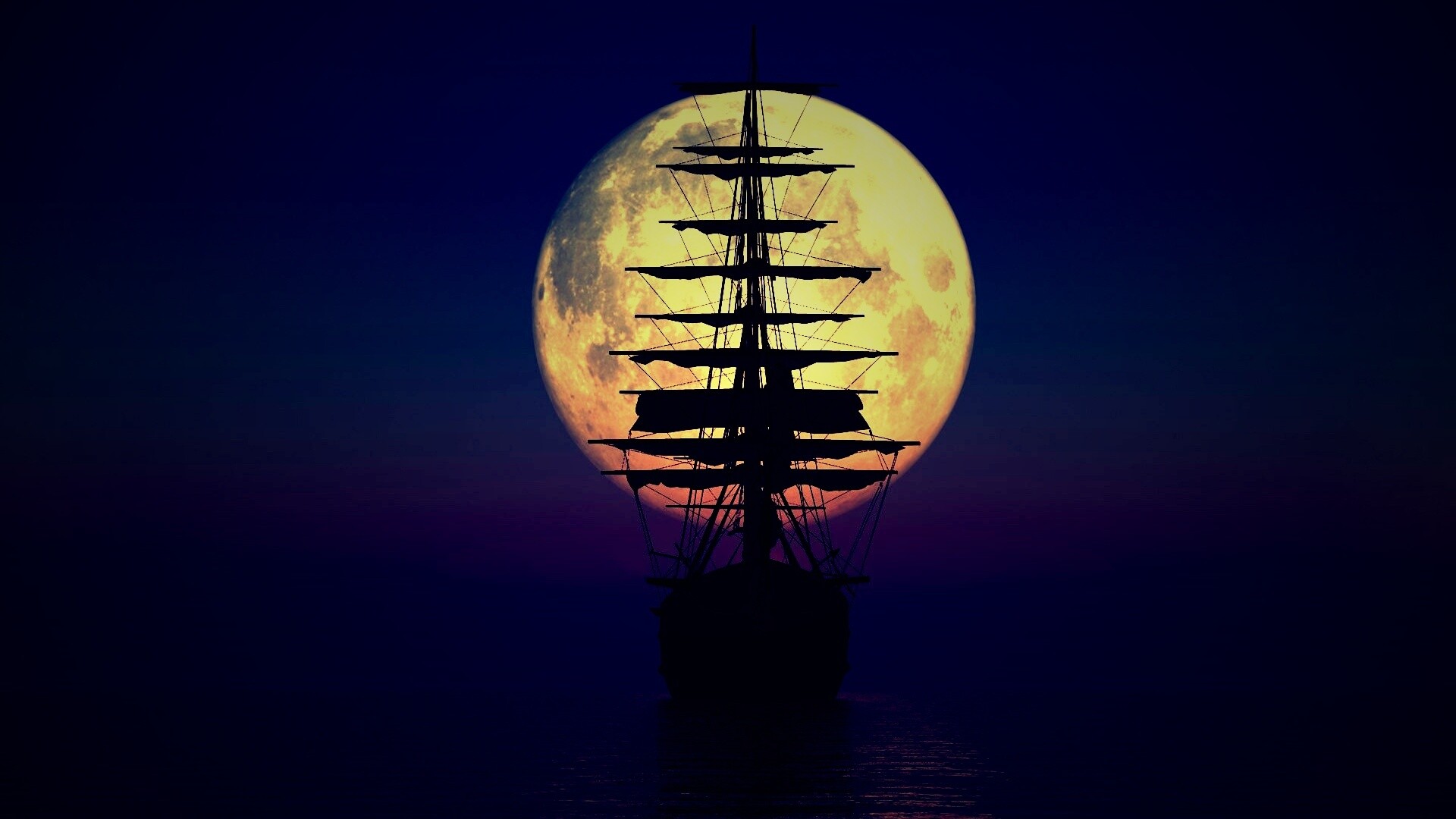 Корабль со спущенными парусами обои