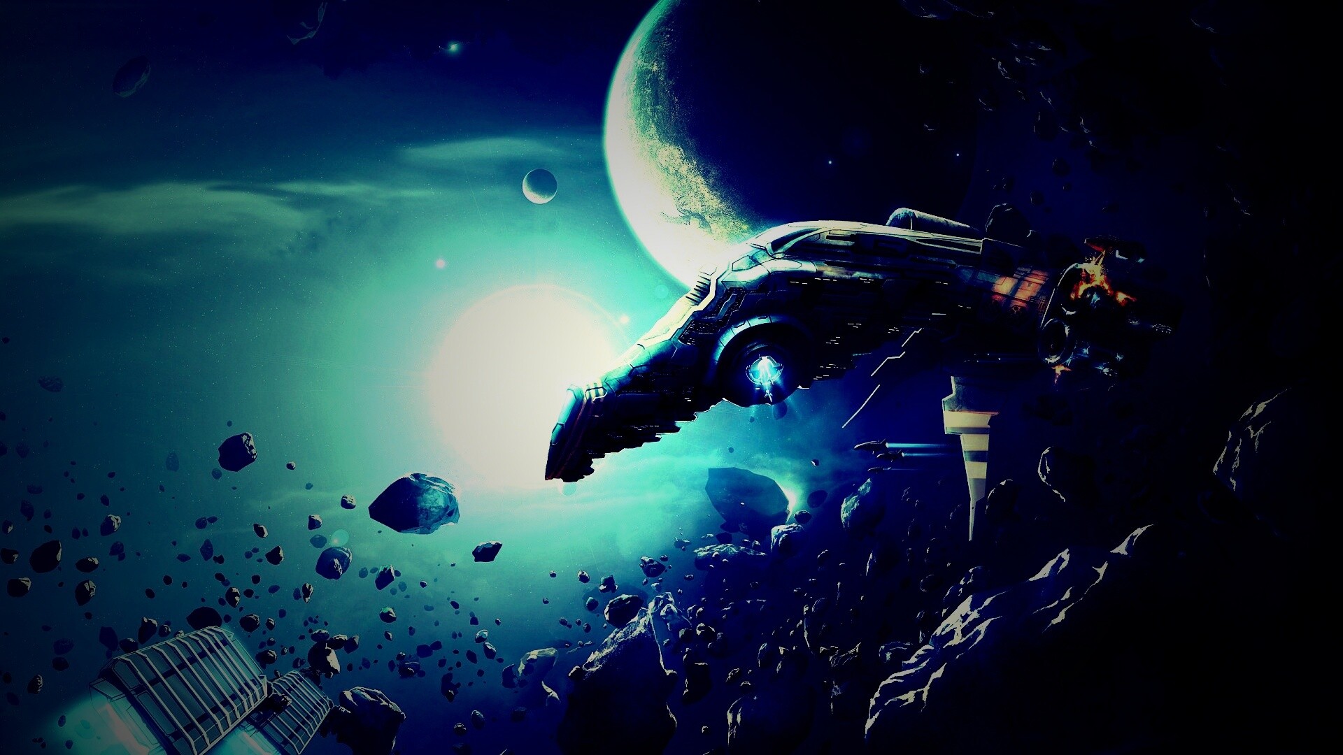 Космические корабли в поясе метеоритов обои