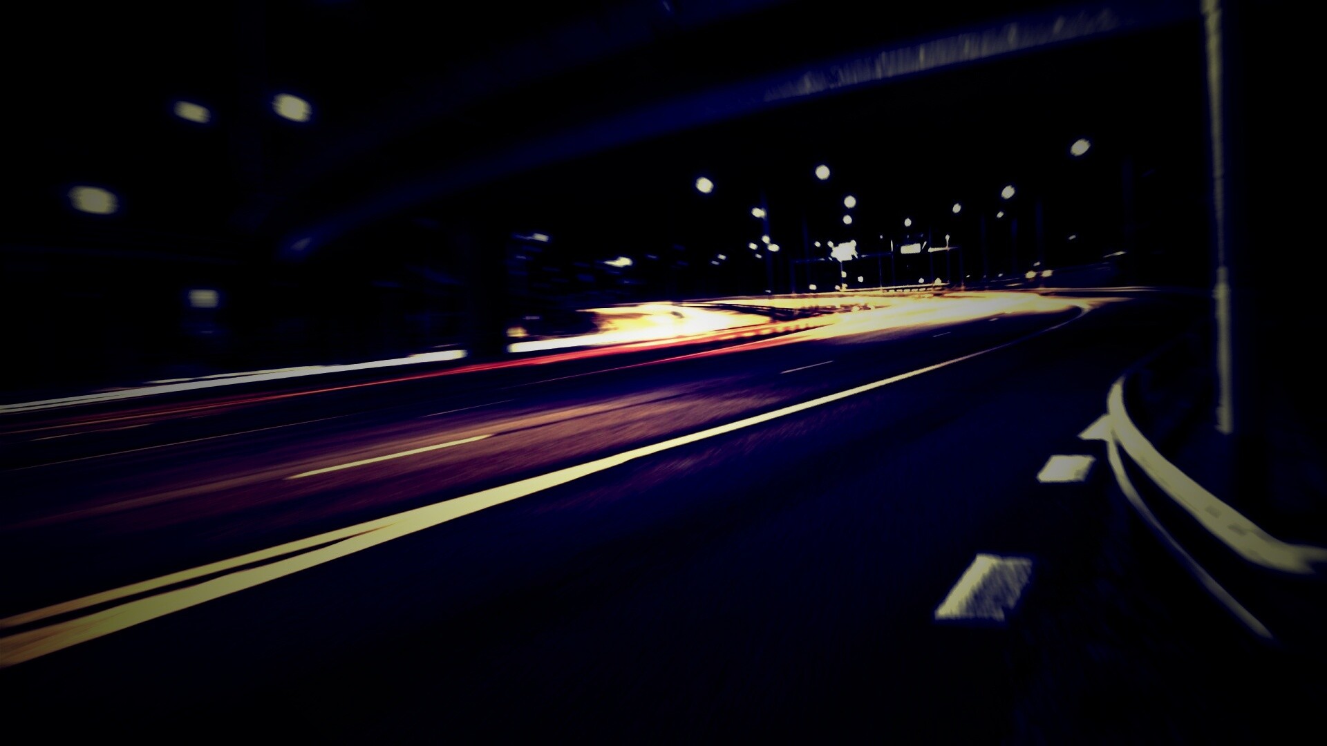 Дорога в ночном городе обои