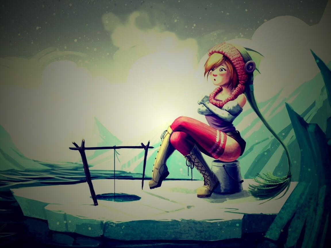 Тяготы зимней рыбалки обои