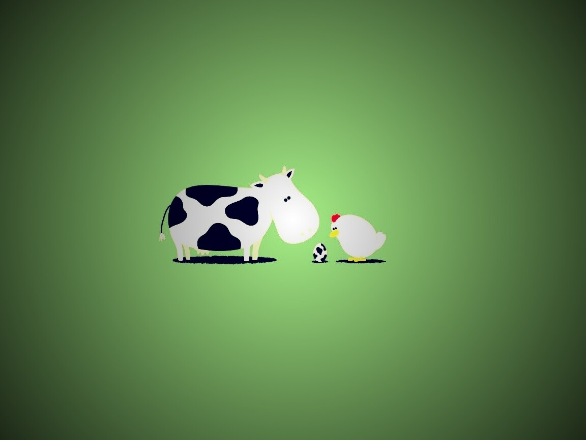 Корова + курица обои