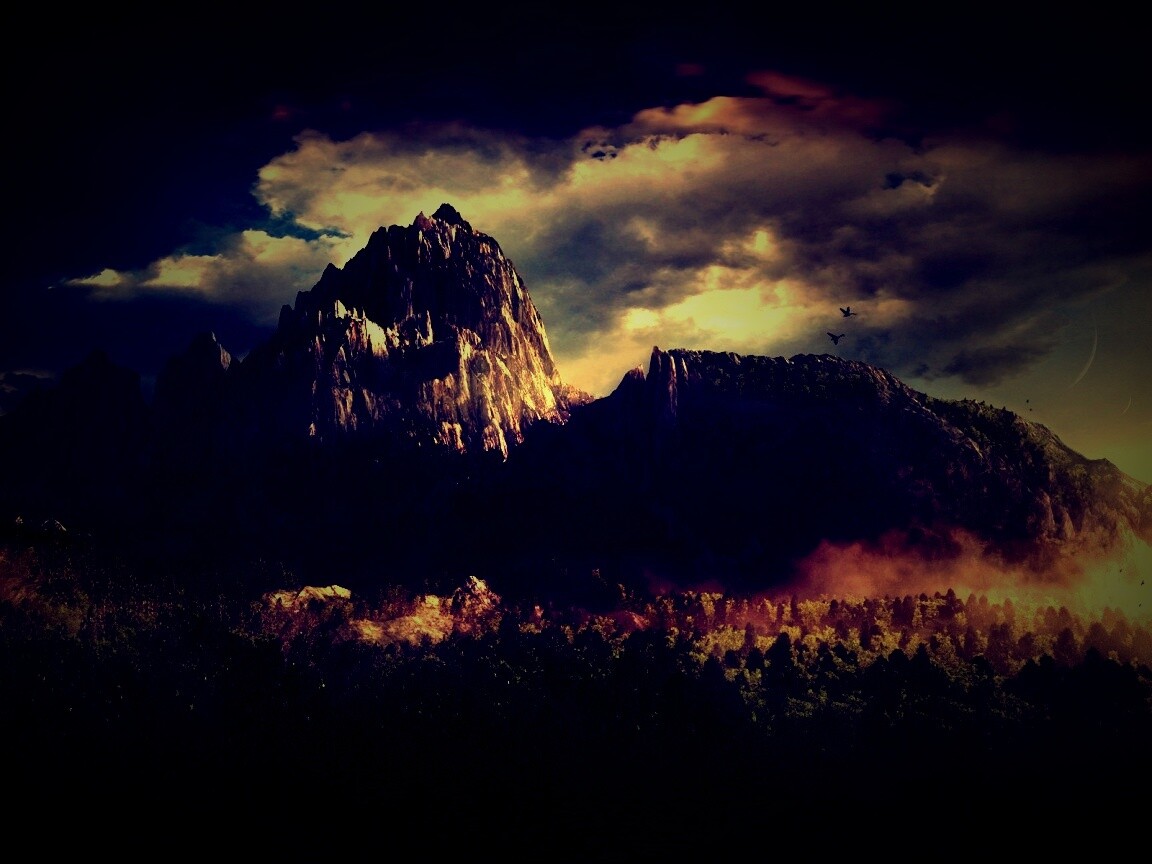 Горы посреди джунглей обои