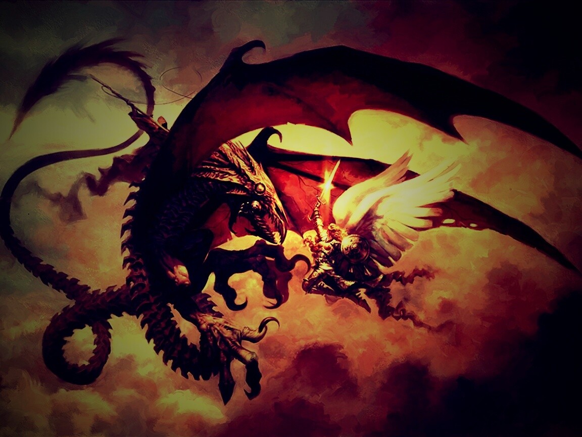 Ангел против дракона обои