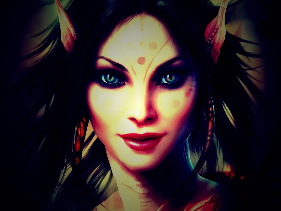 Эльфийка с кошачьими глазами обои